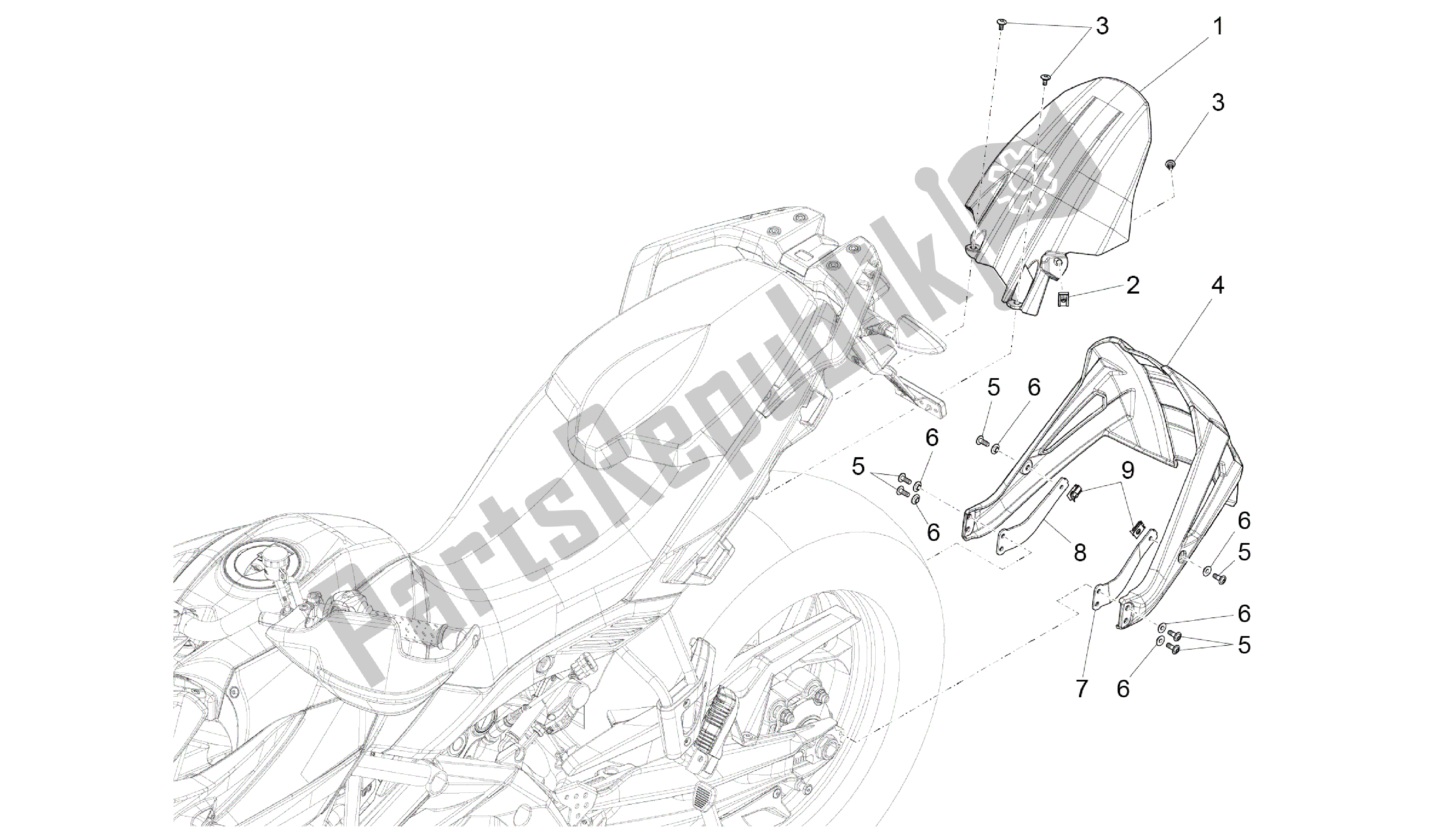 Toutes les pièces pour le Garde-boue Arrière du Aprilia Caponord 1200 2013 - 2015
