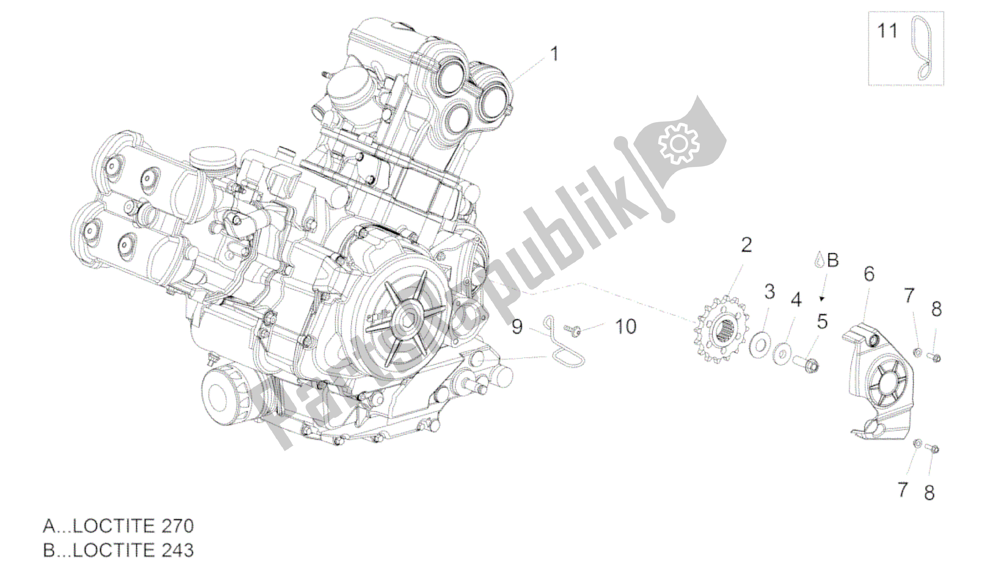 All parts for the Engine-completing Part-lever of the Aprilia Caponord 1200 2013 - 2015