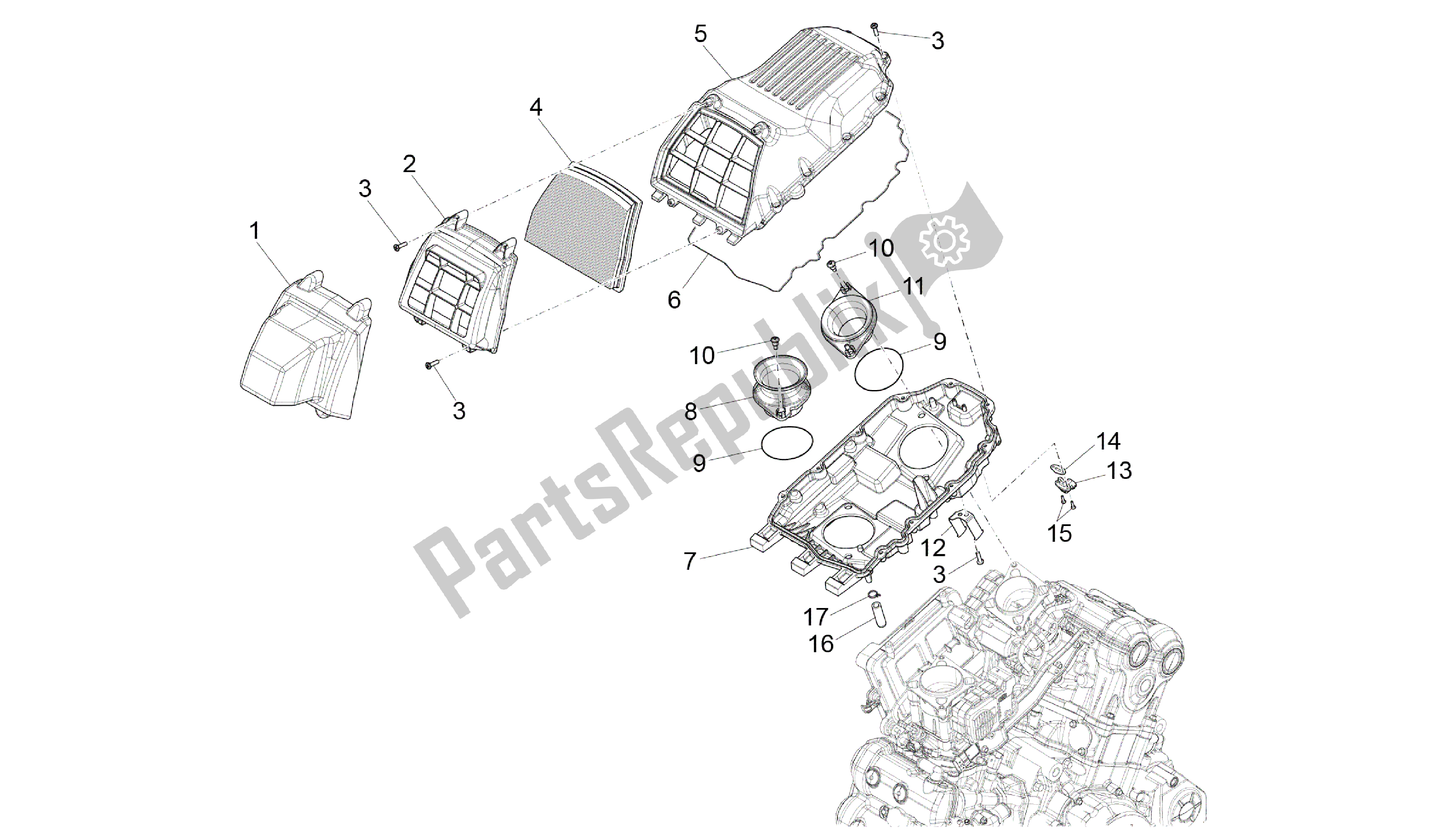 Tutte le parti per il Air Box del Aprilia Caponord 1200 2013 - 2015