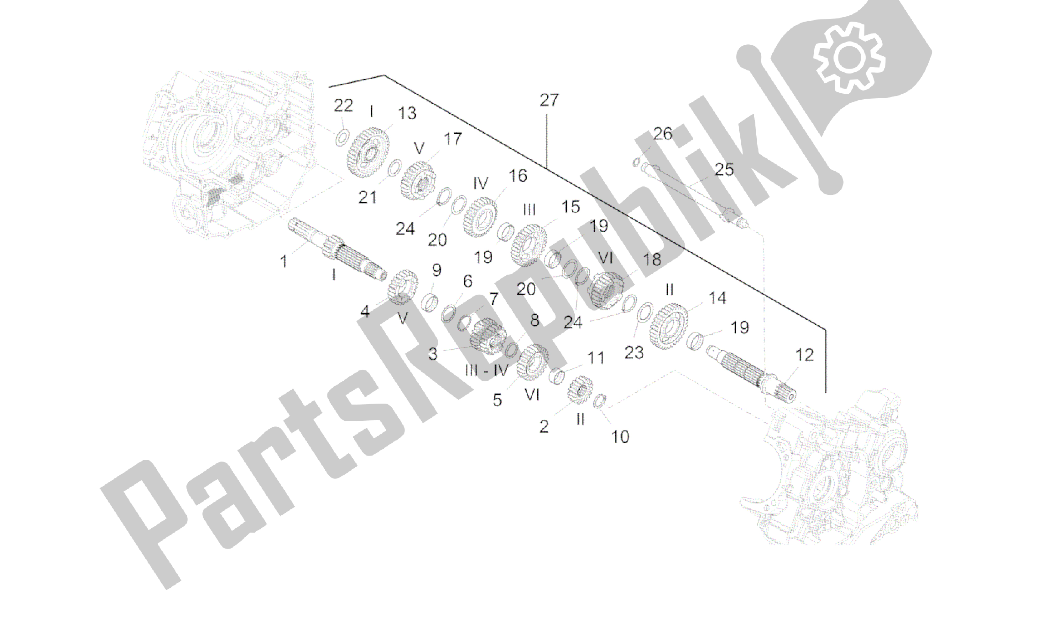 Todas las partes para Caja De Cambios - Conjunto De Engranajes de Aprilia Caponord 1200 2013 - 2015