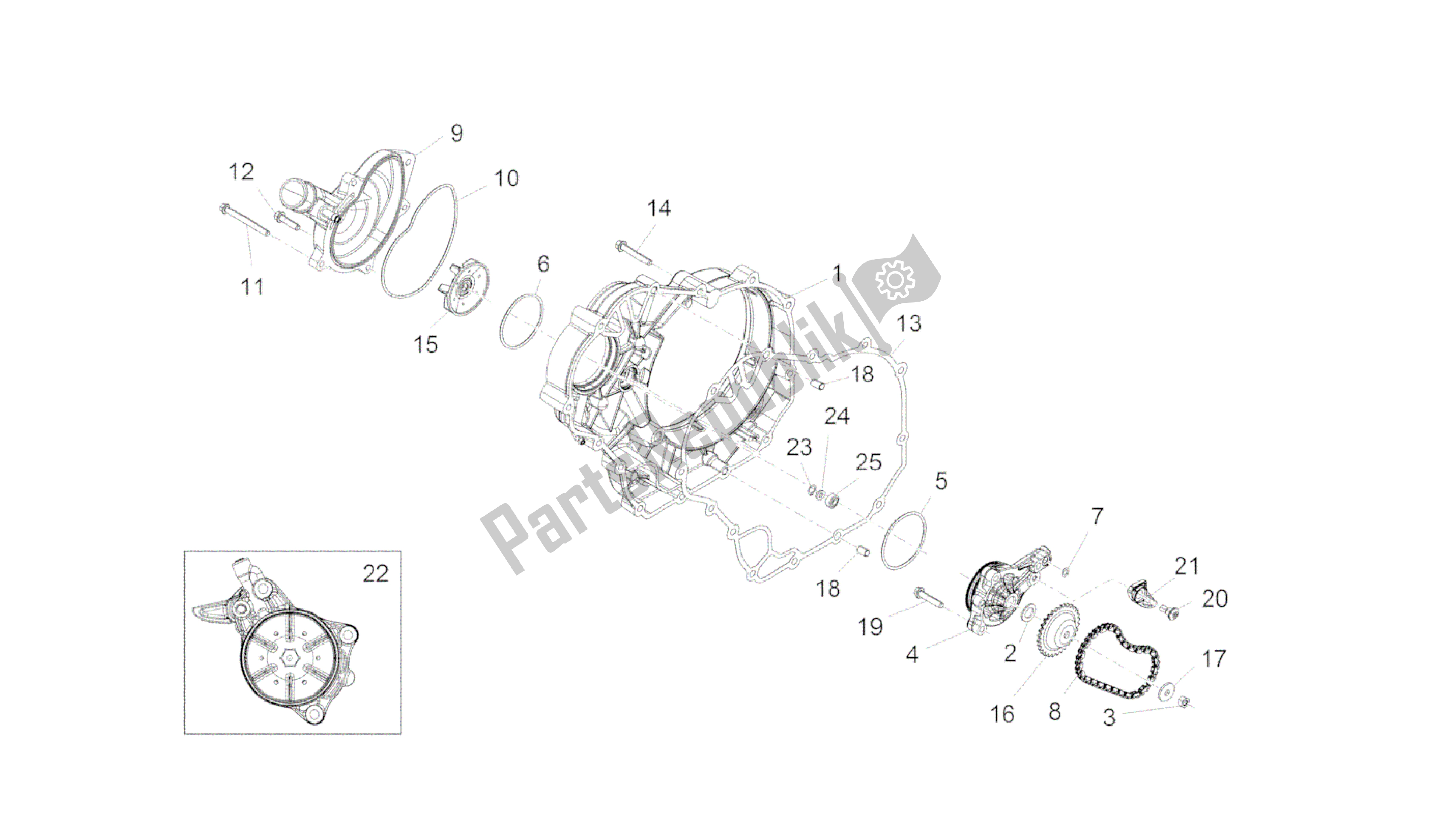 All parts for the Water Pump of the Aprilia Caponord 1200 2013 - 2015