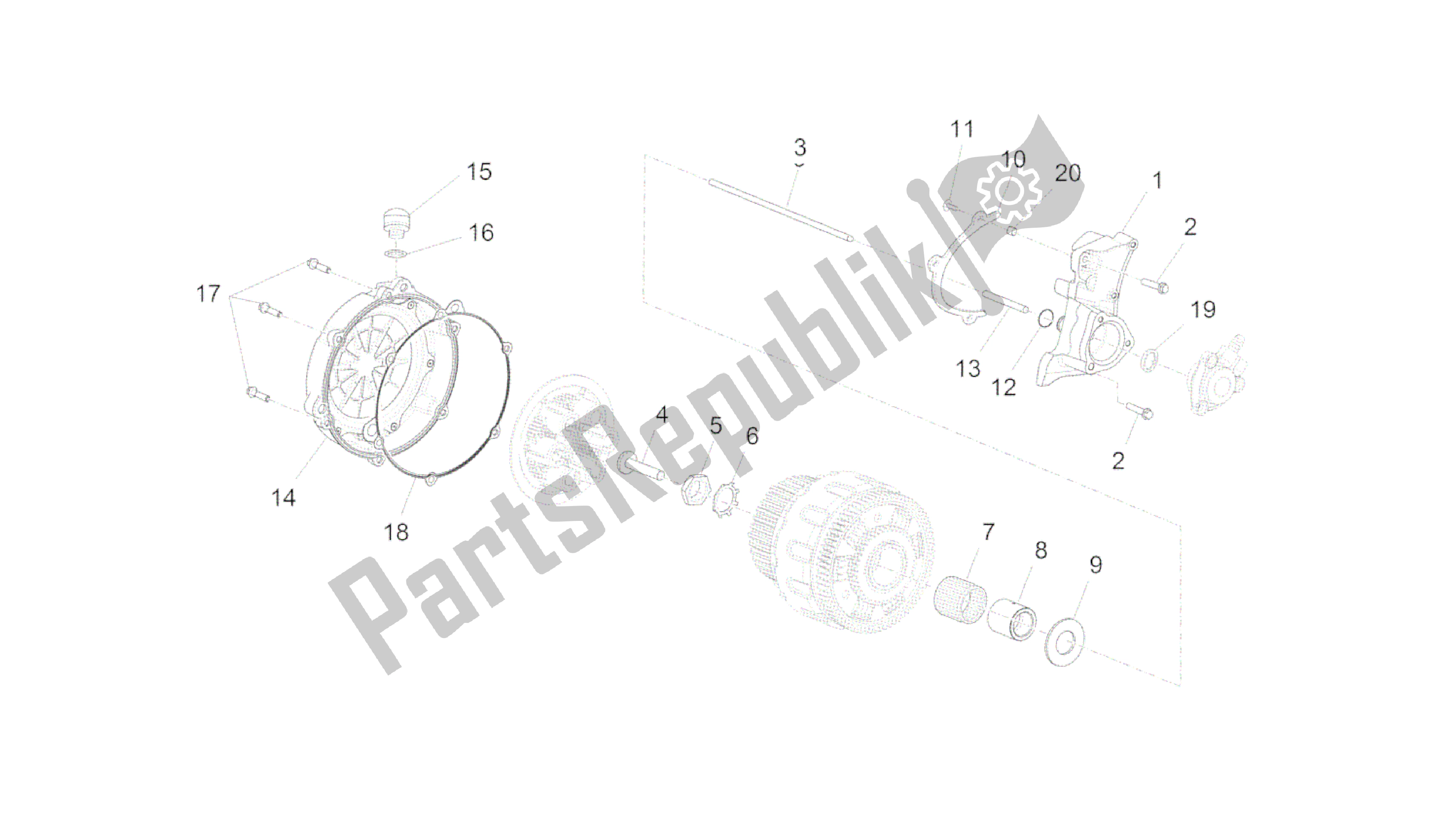 All parts for the Clutch Cover of the Aprilia Caponord 1200 2013 - 2015