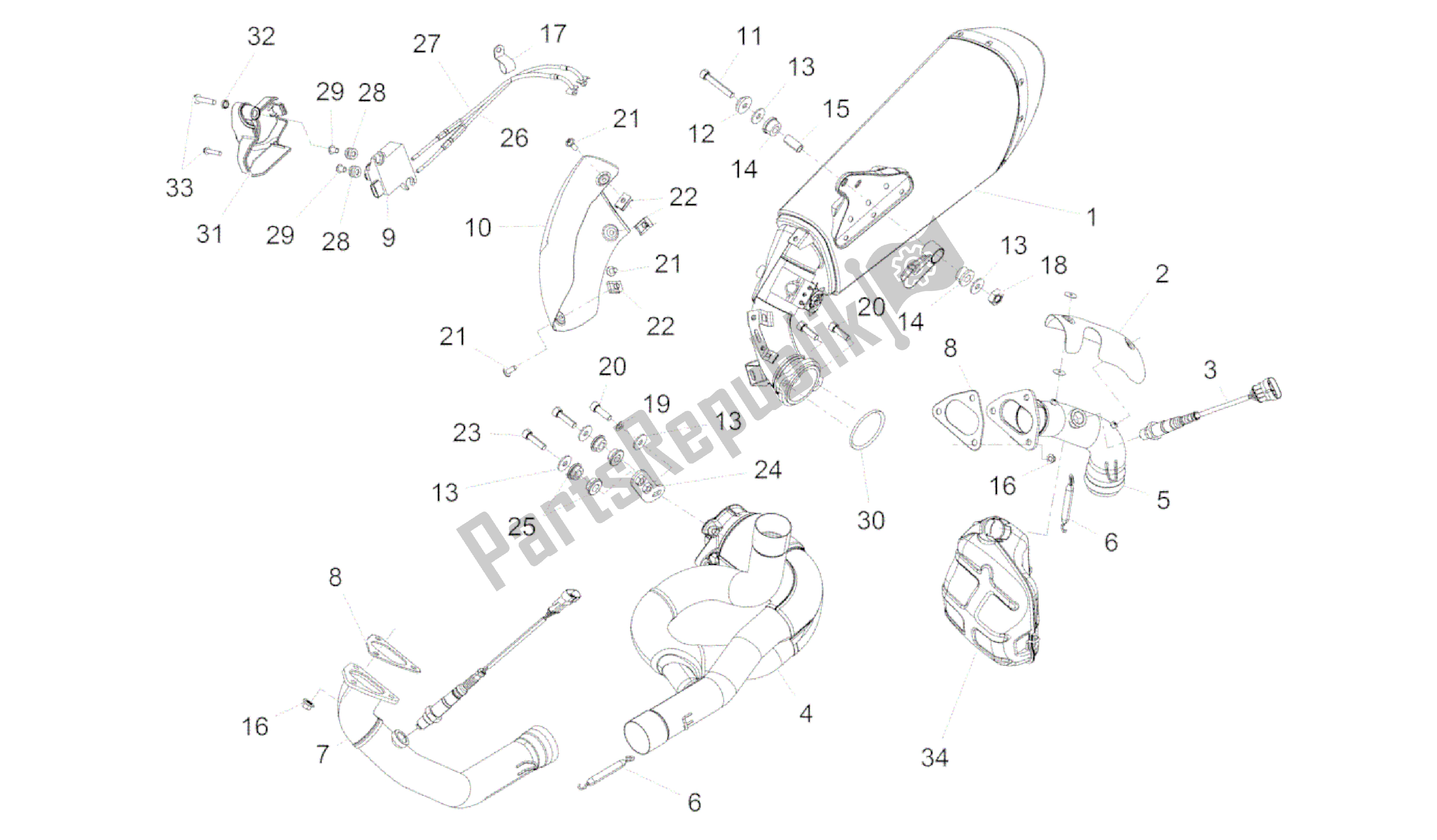 Todas as partes de Tubo De Escape do Aprilia Caponord 1200 2013 - 2015