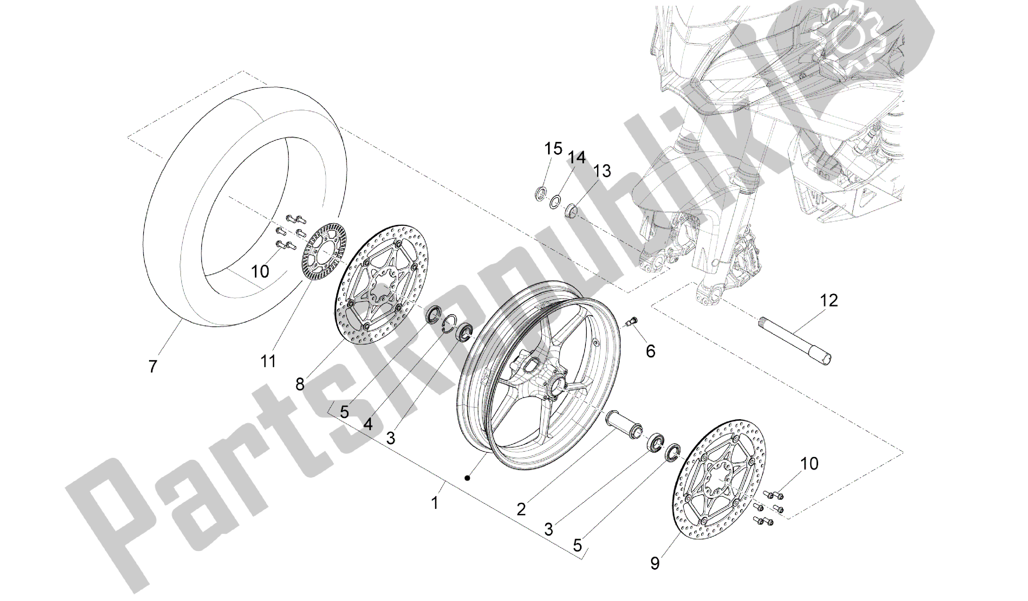 Tutte le parti per il Ruota Anteriore del Aprilia Caponord 1200 2013 - 2015