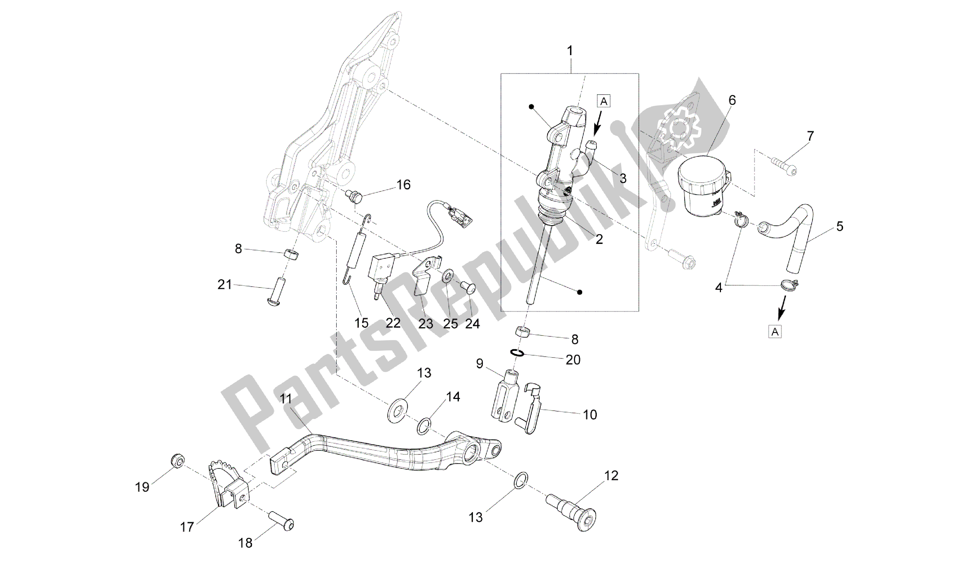 Toutes les pièces pour le Maître-cylindre Arrière du Aprilia Caponord 1200 2013 - 2015