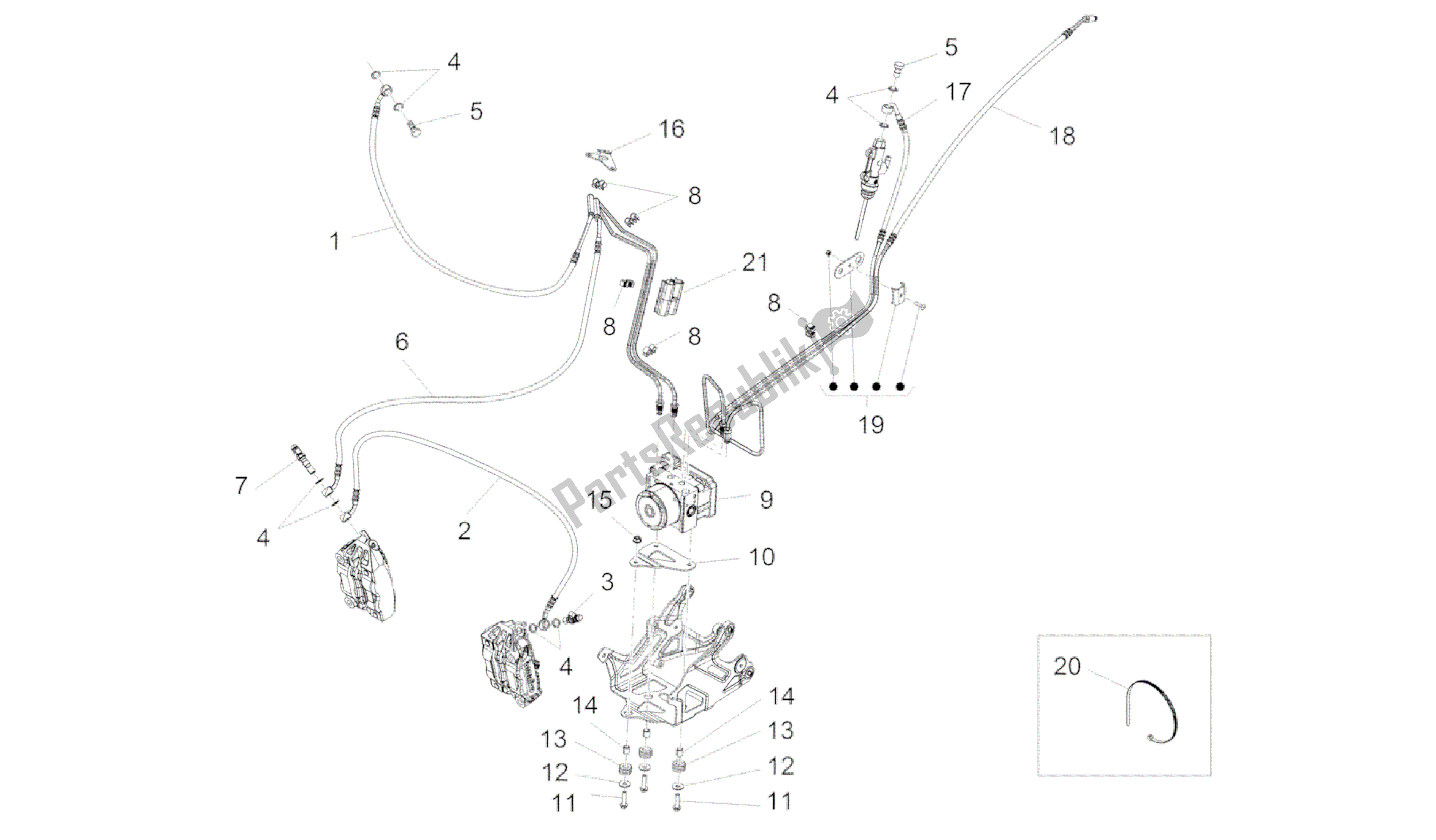 Tutte le parti per il Sistema Frenante Abs del Aprilia Caponord 1200 2013 - 2015