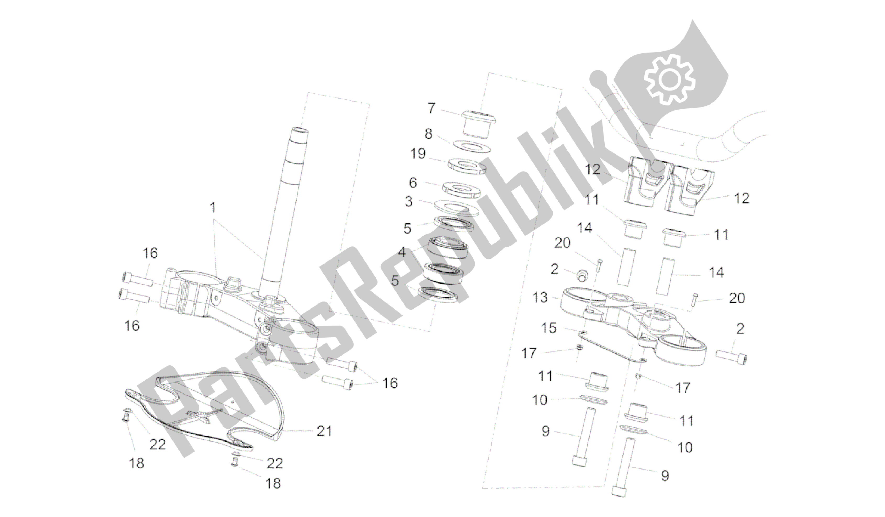 All parts for the Steering of the Aprilia Caponord 1200 2013 - 2015