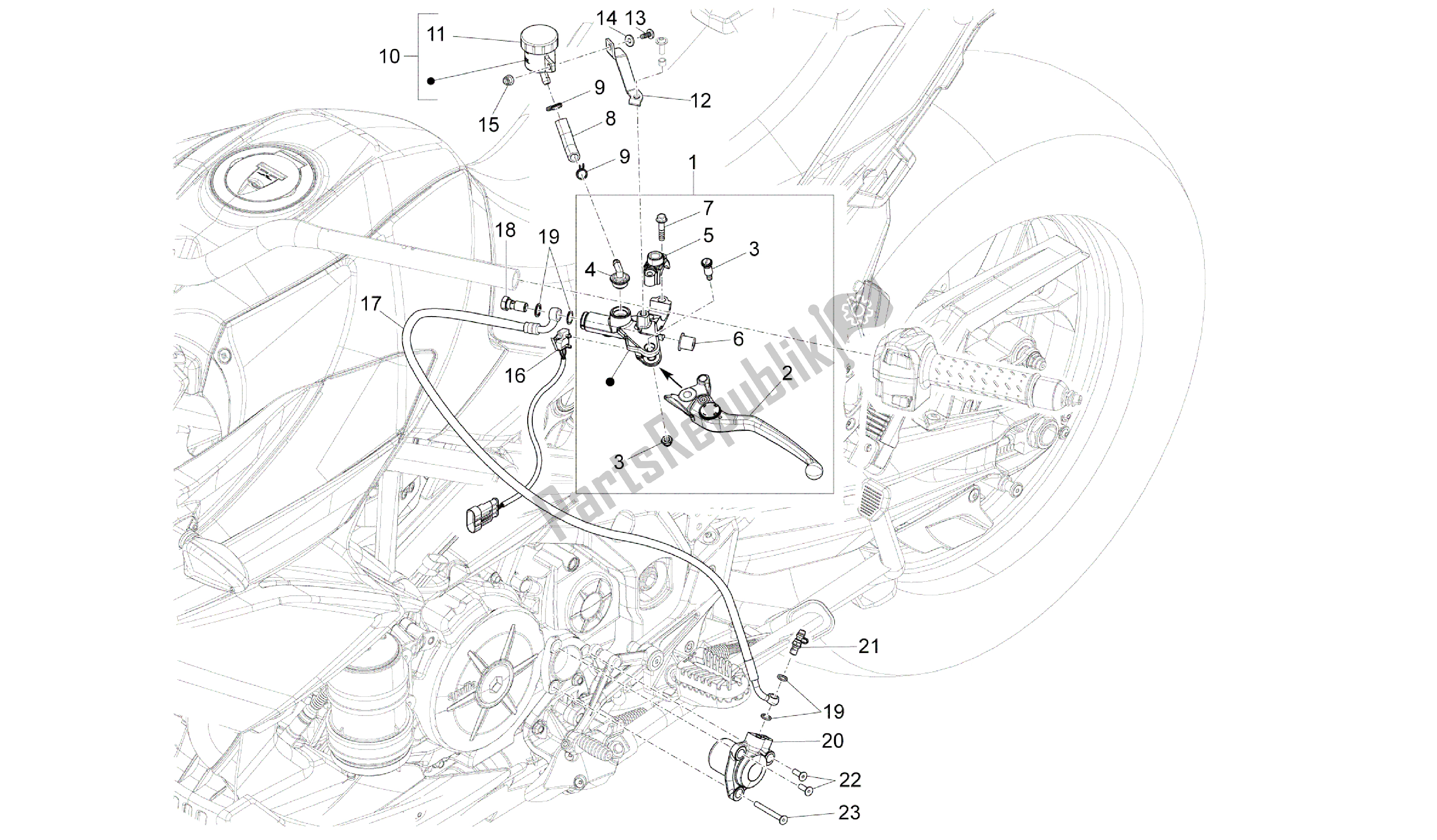 All parts for the Clutch Control of the Aprilia Caponord 1200 2013 - 2015