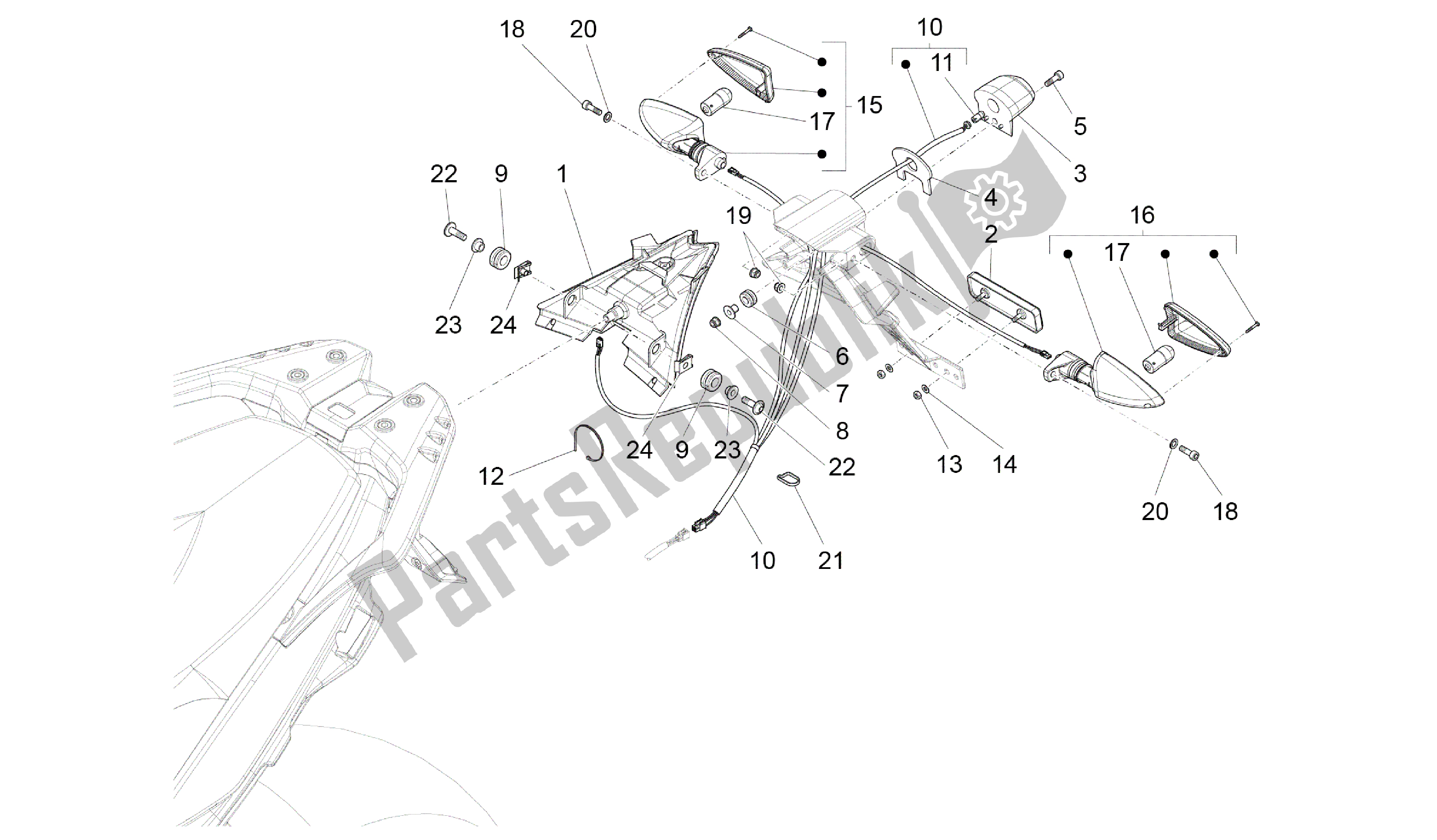 Todas as partes de Luzes Traseiras do Aprilia Caponord 1200 2013 - 2015