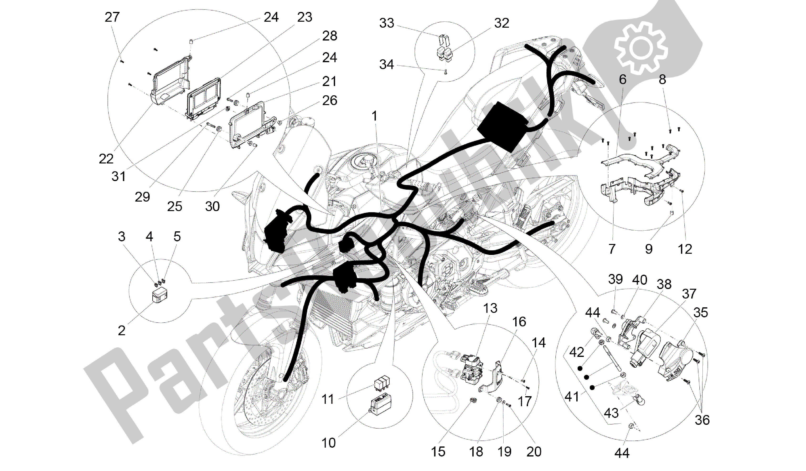 Alle Teile für das Zentrales Elektrisches System des Aprilia Caponord 1200 2013 - 2015