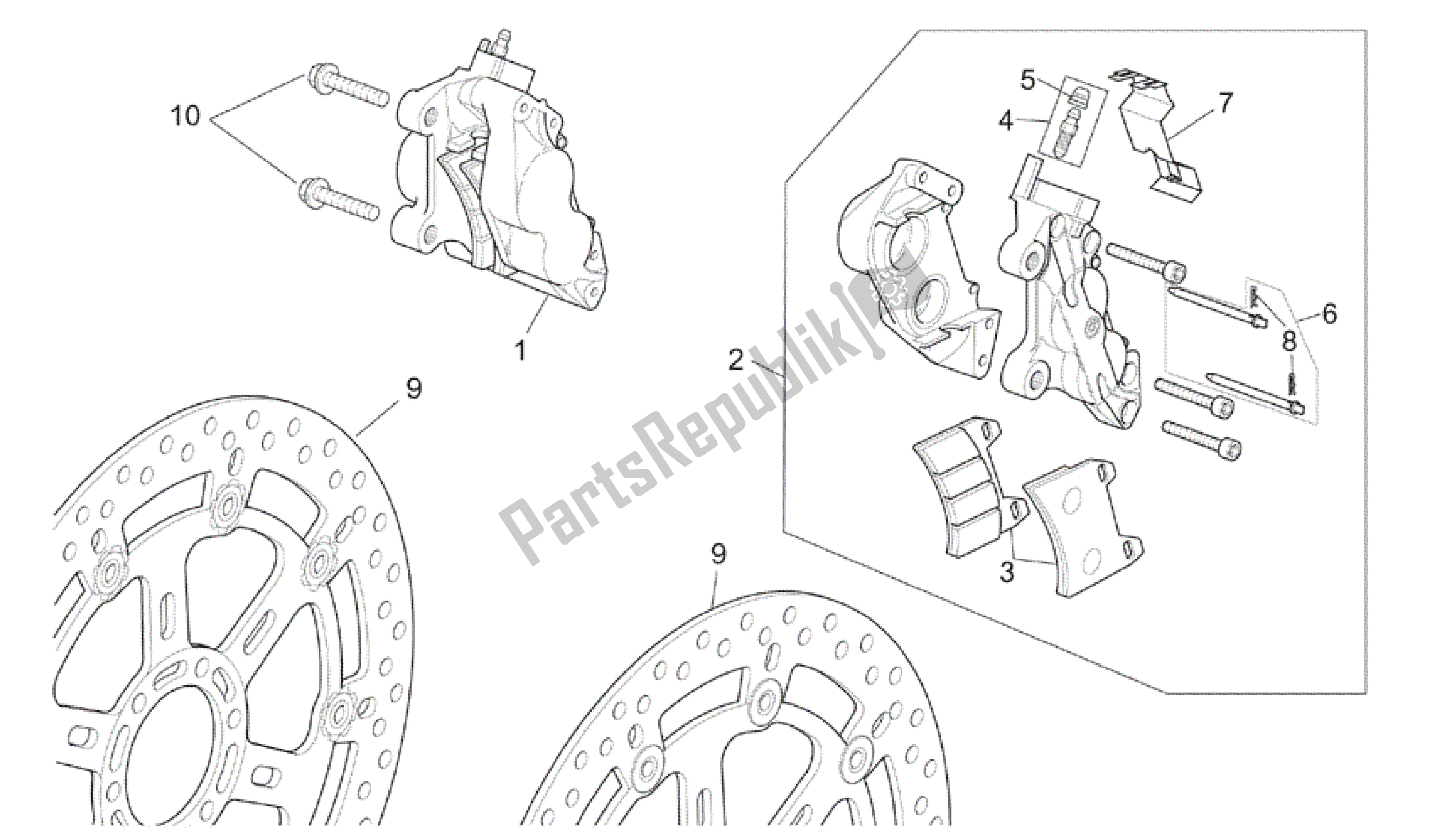 Alle Teile für das St-rs Vers. Bremssattel Vorne des Aprilia RSV Tuono R 3952 1000 2002 - 2003