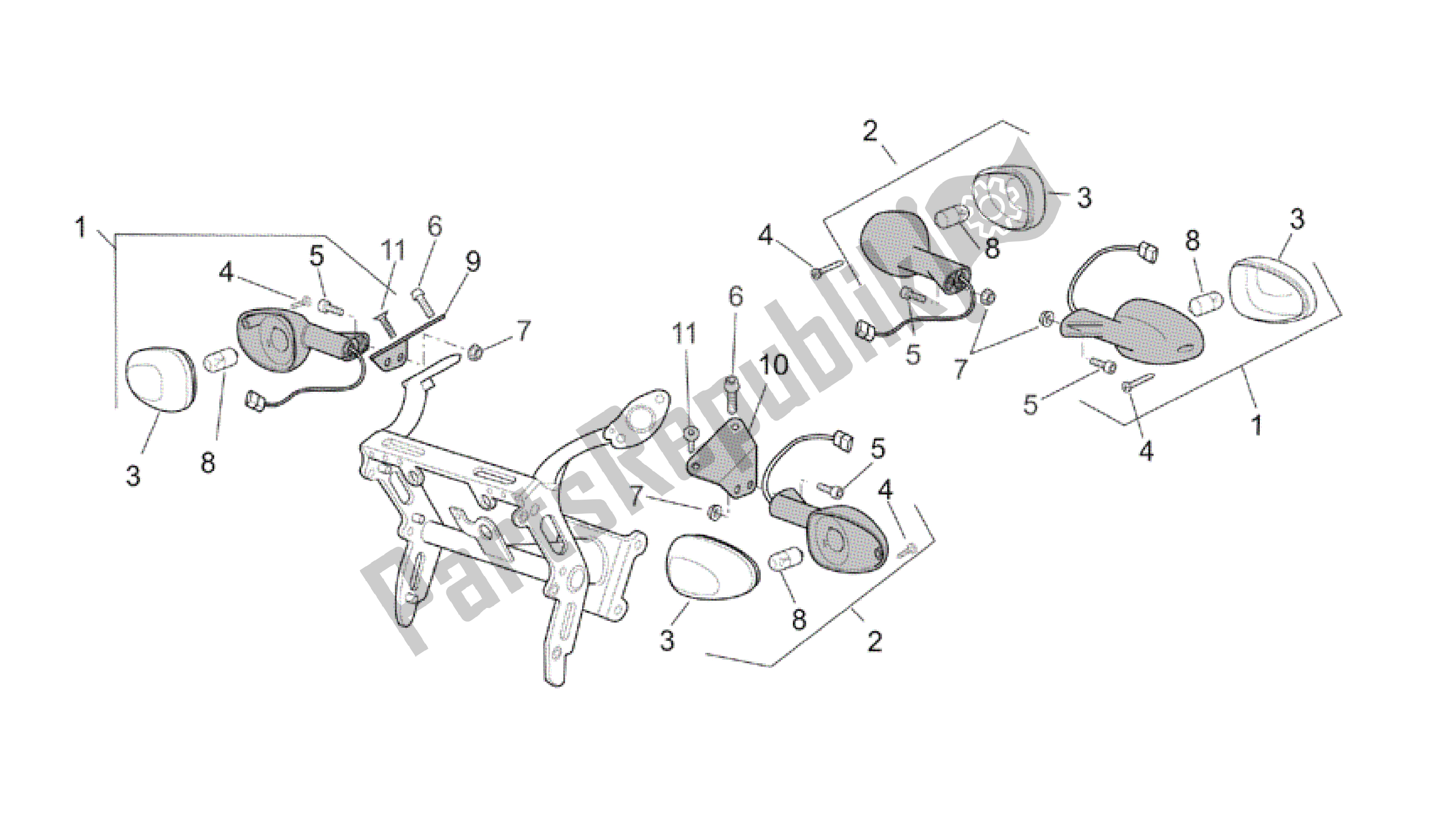 Todas las partes para Indicadores De Giro de Aprilia RSV Tuono R 3952 1000 2002 - 2003