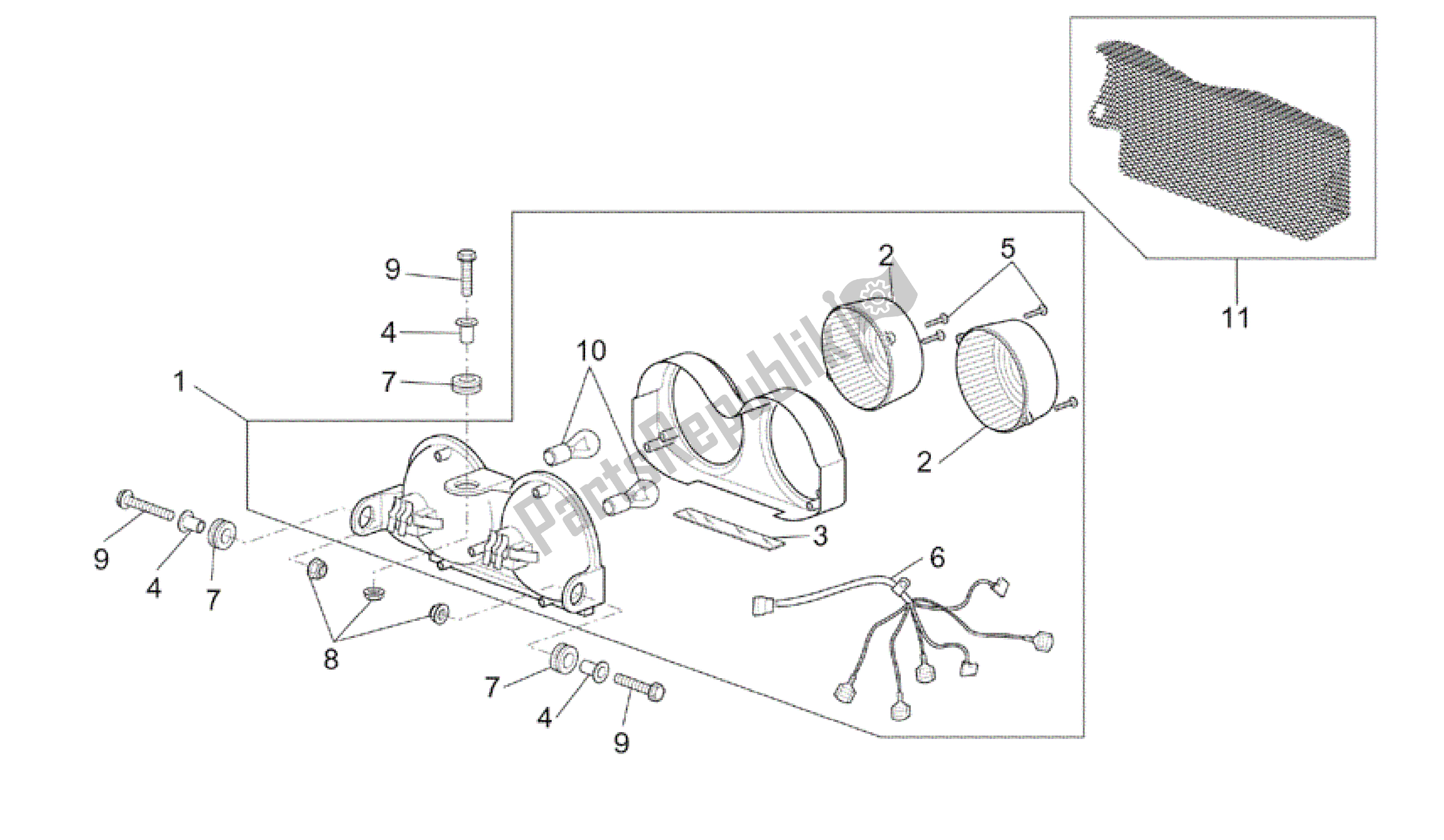 All parts for the Taillight of the Aprilia RSV Tuono R 3952 1000 2002 - 2003