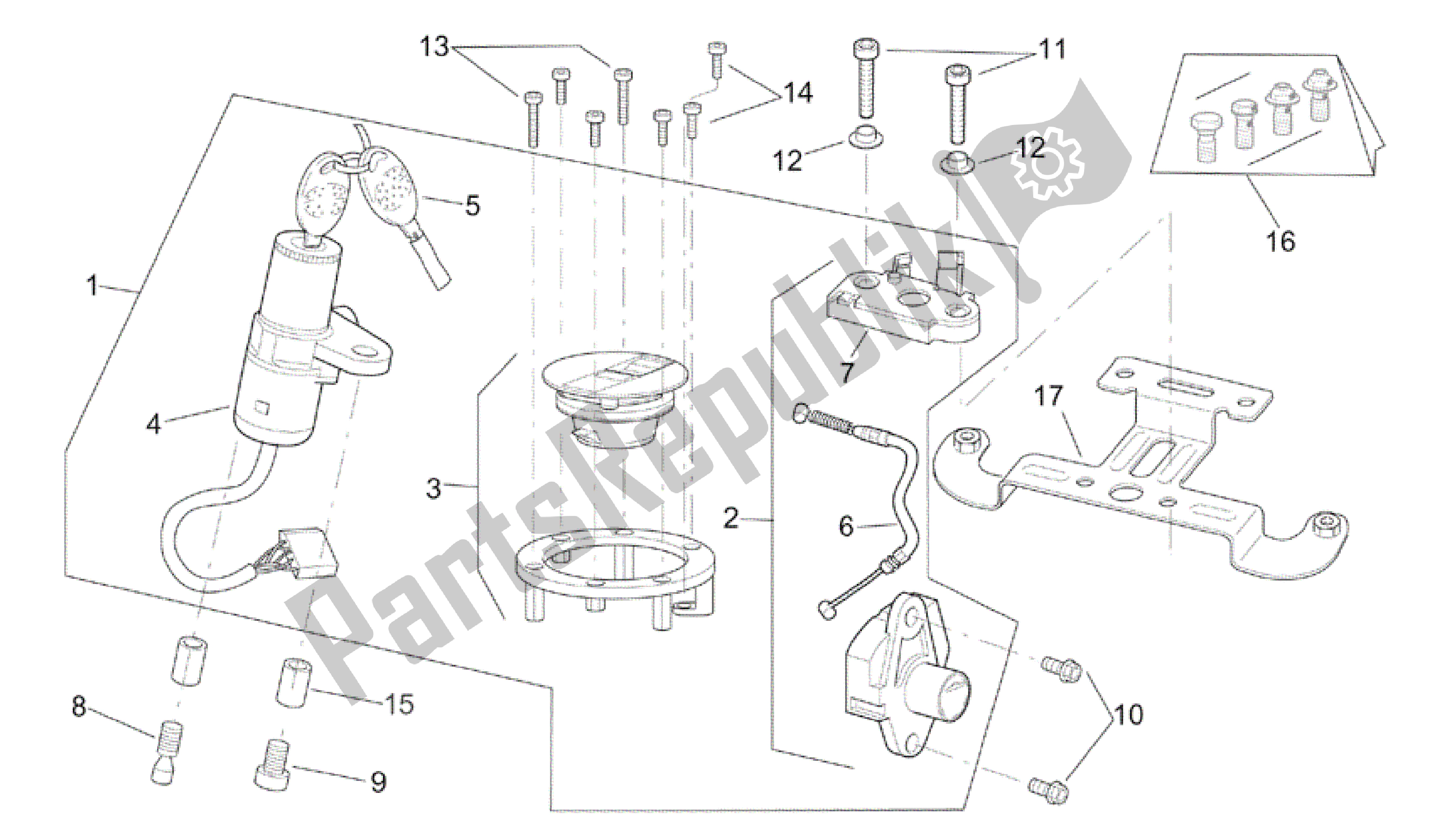 Tutte le parti per il Kit Di Blocco Hardware del Aprilia RSV Tuono R 3952 1000 2002 - 2003