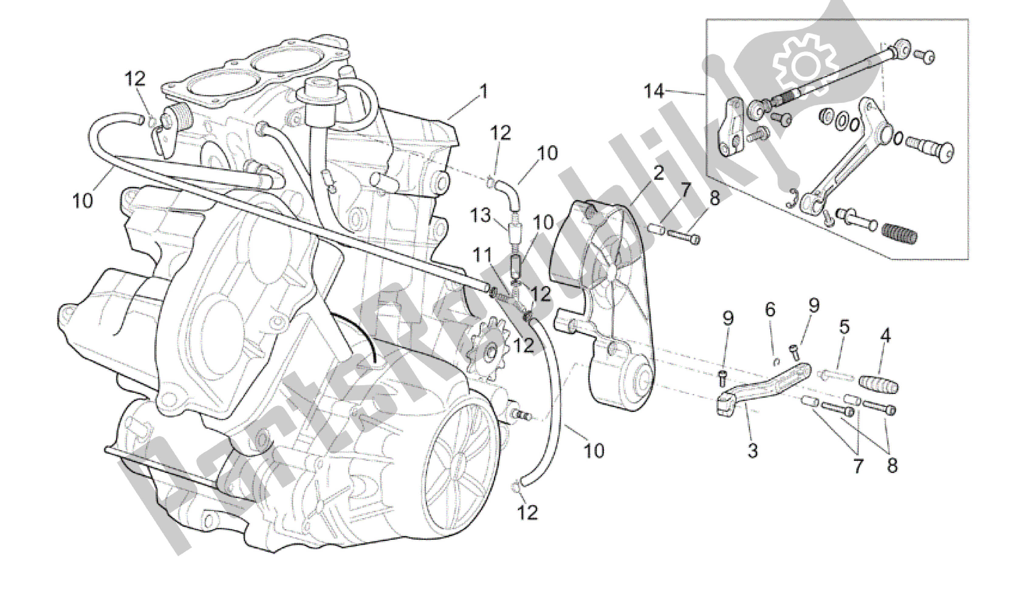 All parts for the Engine of the Aprilia RSV Tuono R 3952 1000 2002 - 2003