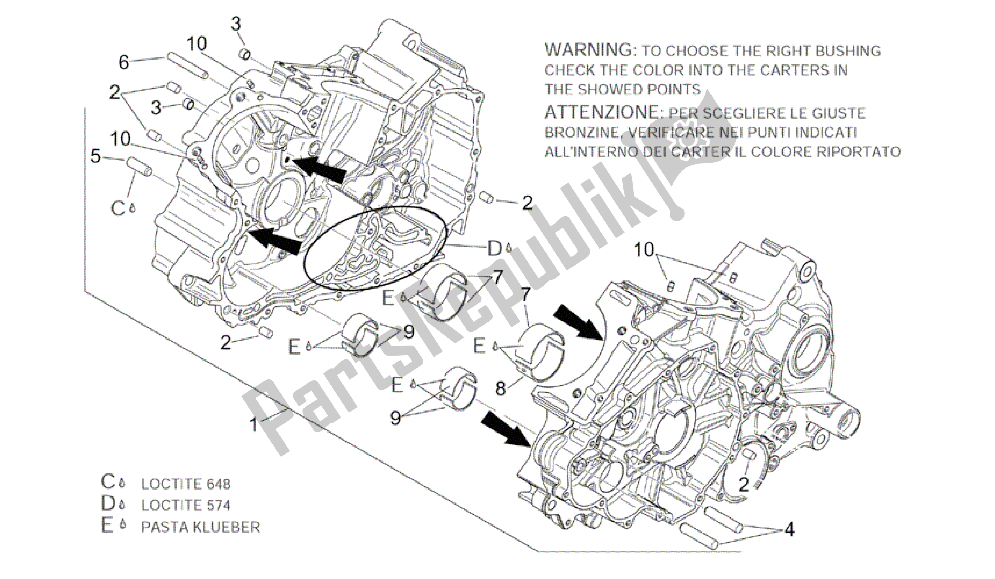 All parts for the Crankcases I of the Aprilia RSV Tuono R 3952 1000 2002 - 2003