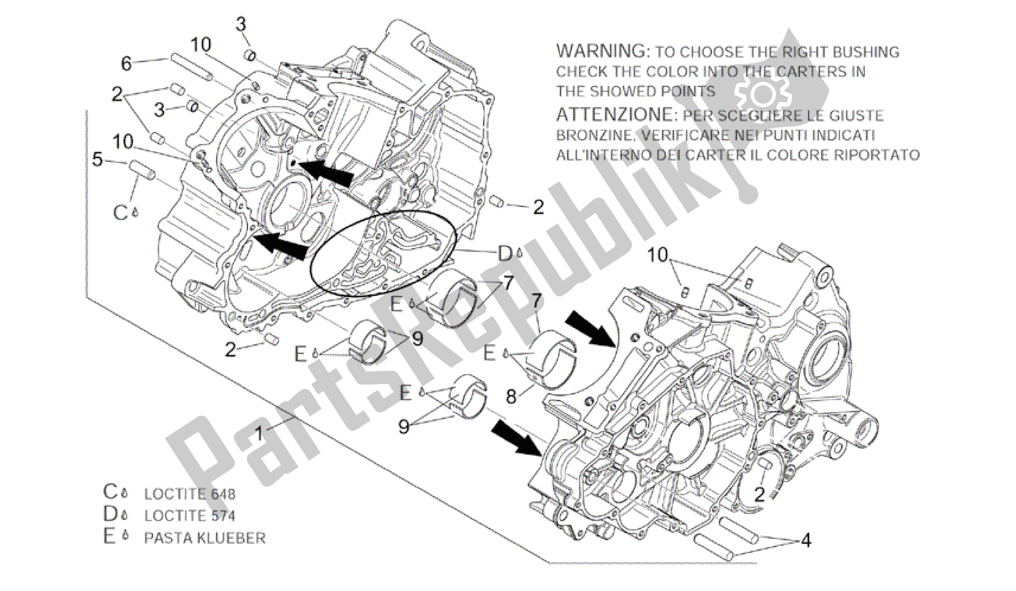 All parts for the Crankcases I of the Aprilia RSV Tuono R 3952 1000 2002 - 2003