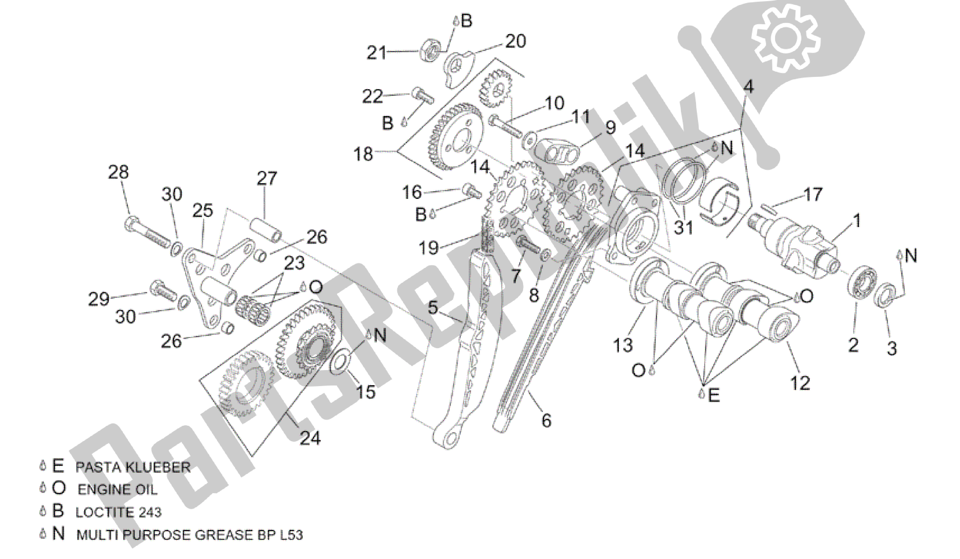Alle Teile für das Hinteres Zylindersteuerungssystem des Aprilia RSV Tuono R 3952 1000 2002 - 2003