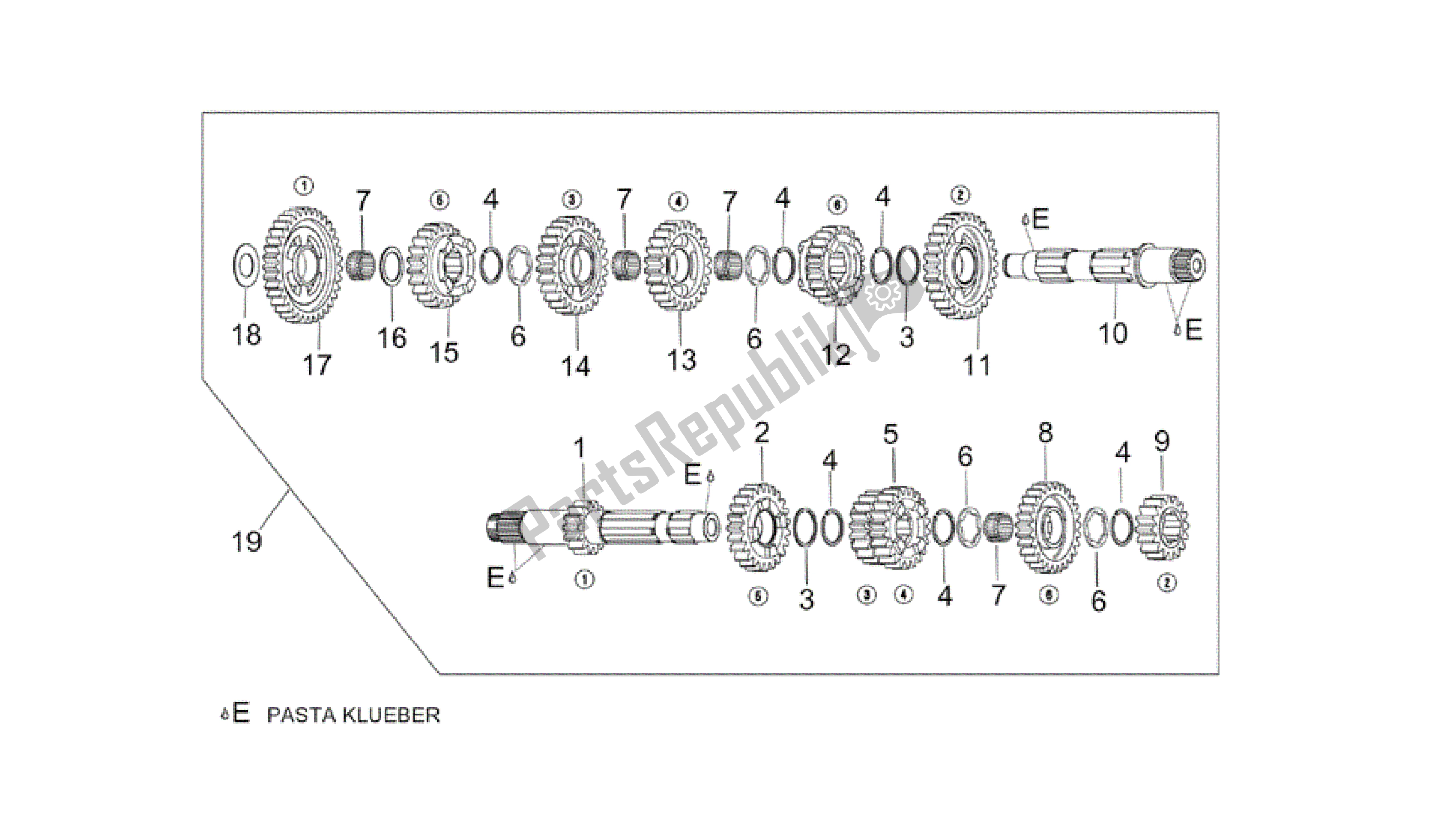 All parts for the Gear Box of the Aprilia RSV Tuono R 3952 1000 2002 - 2003