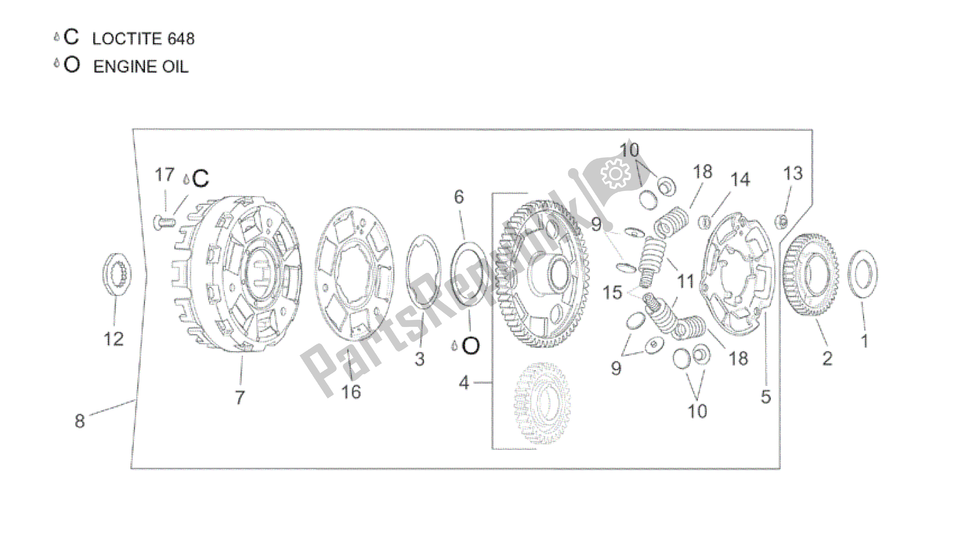 All parts for the Clutch Ii of the Aprilia RSV Tuono R 3952 1000 2002 - 2003