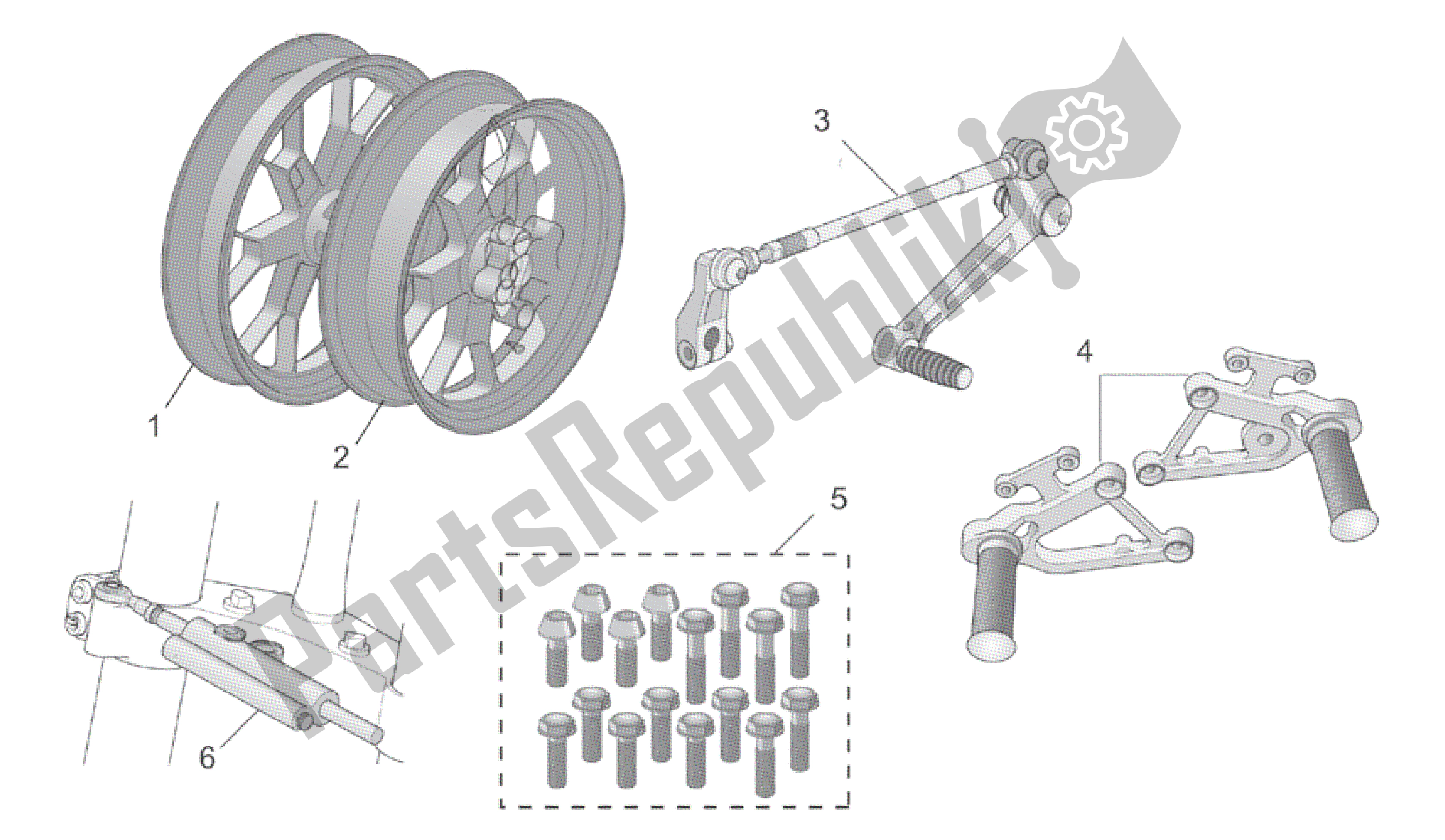 Toutes les pièces pour le Acc. - Composants Cycliques du Aprilia RSV Tuono R 3952 1000 2002 - 2003