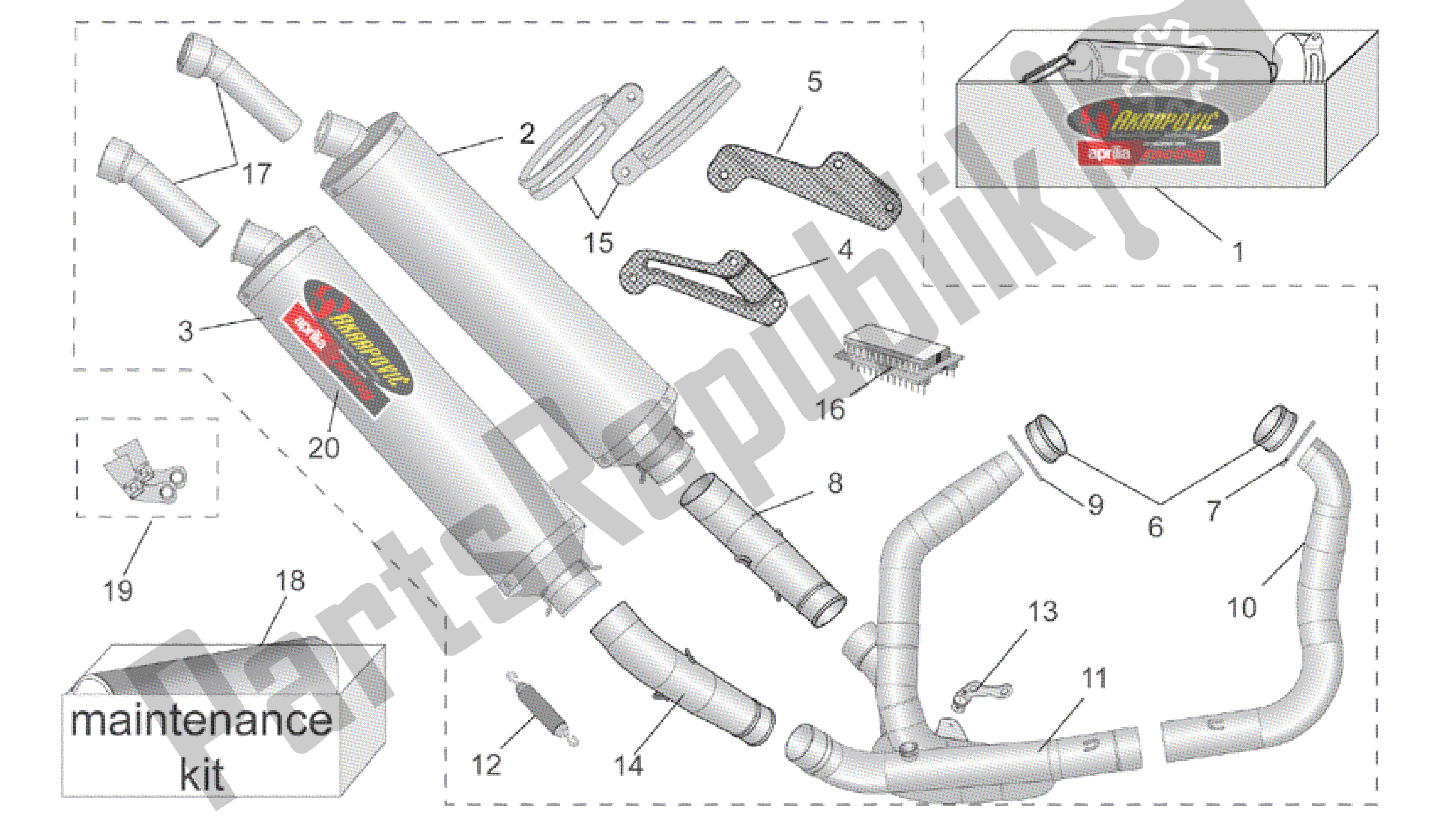 Alle onderdelen voor de Acc. - Prestatieonderdelen Ii van de Aprilia RSV Tuono R 3952 1000 2002 - 2003