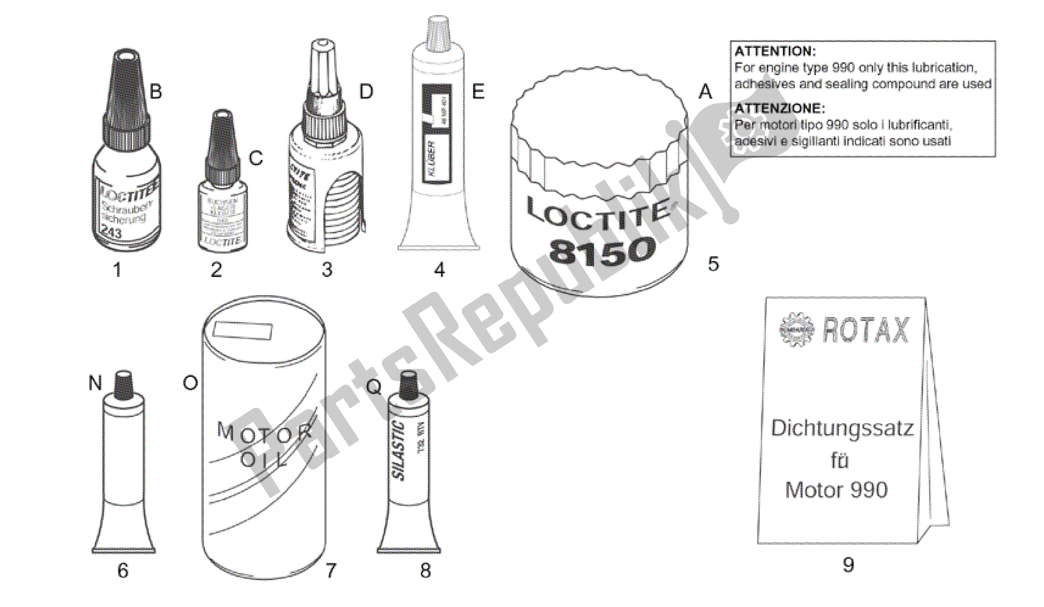 All parts for the Sealing And Lubricating Agents of the Aprilia RSV Tuono R 3952 1000 2002 - 2003