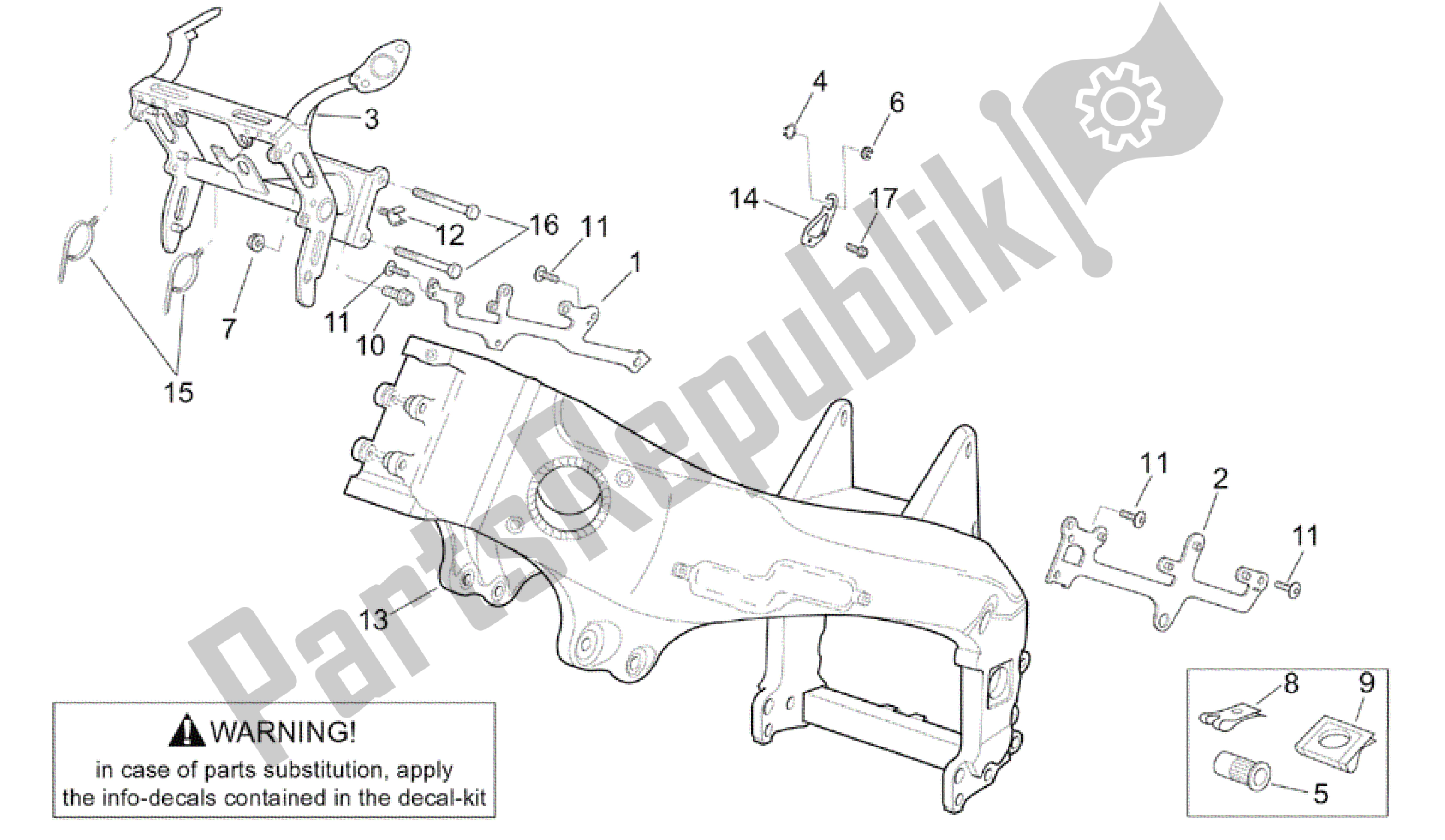 All parts for the Frame Ii of the Aprilia RSV Tuono R 3952 1000 2002 - 2003