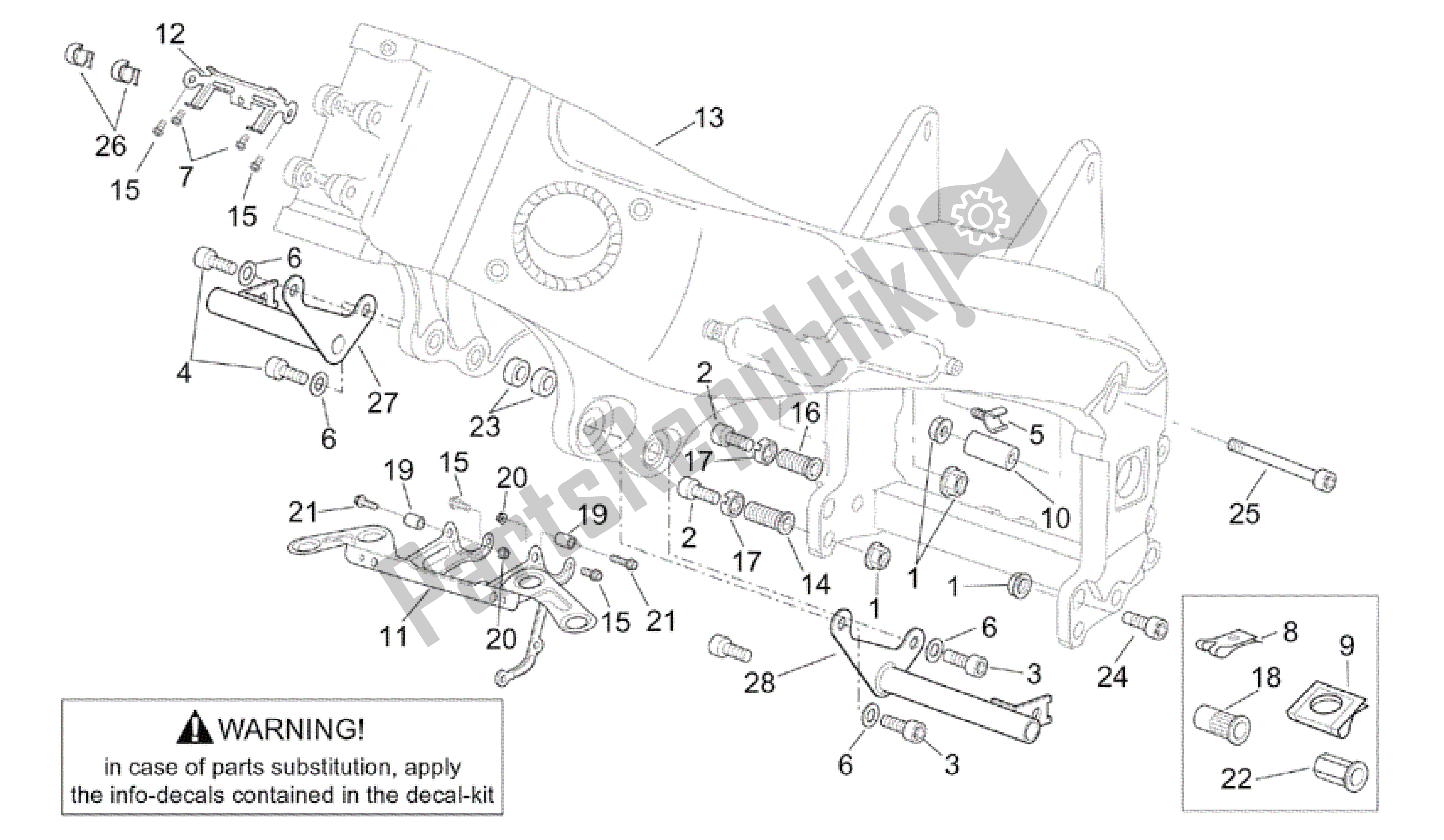 All parts for the Frame Iii of the Aprilia RSV Tuono R 3952 1000 2002 - 2003