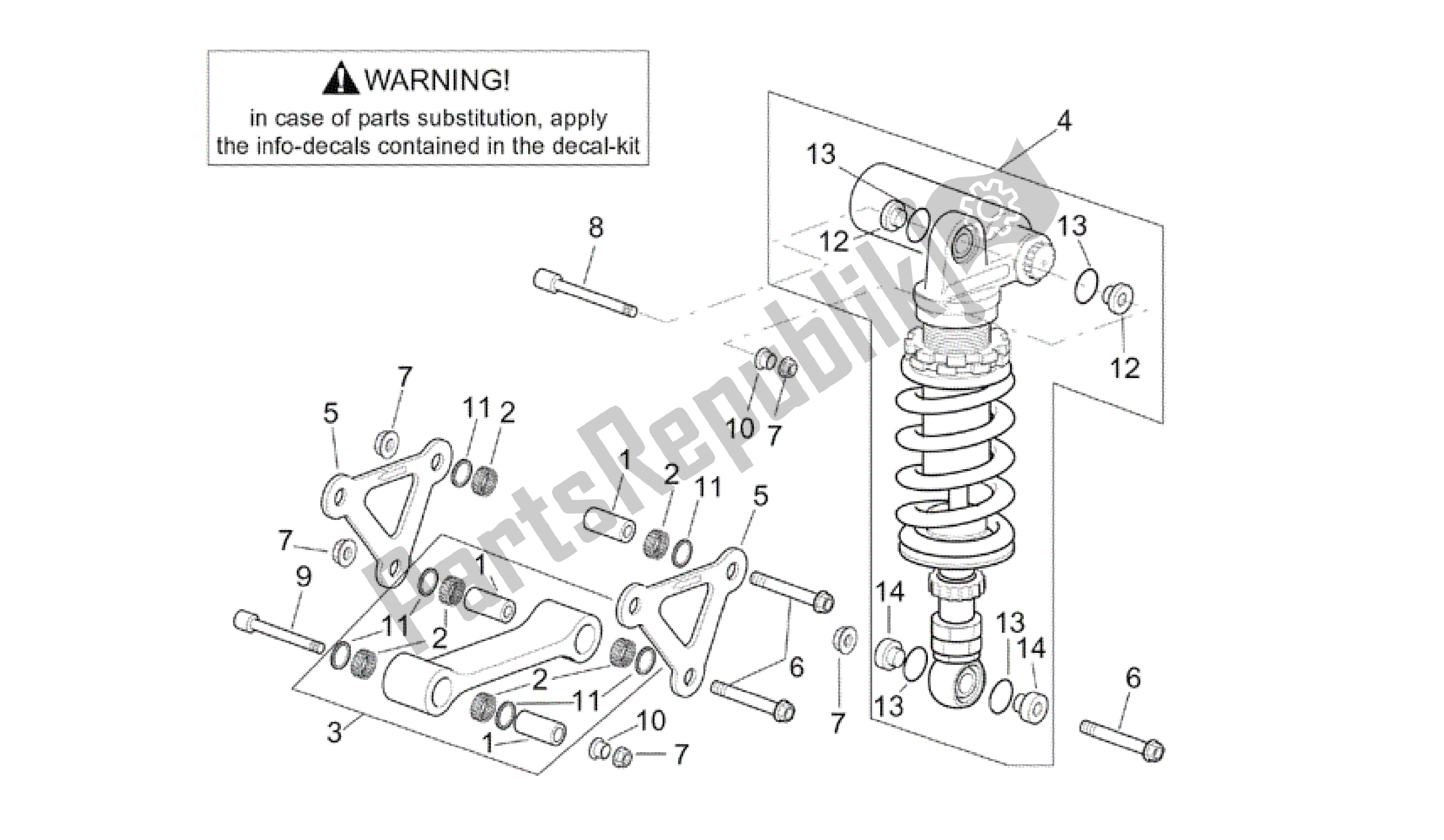 All parts for the Connecting Rod - Rear Shock Abs. Of the Aprilia RSV Tuono R 3952 1000 2002 - 2003