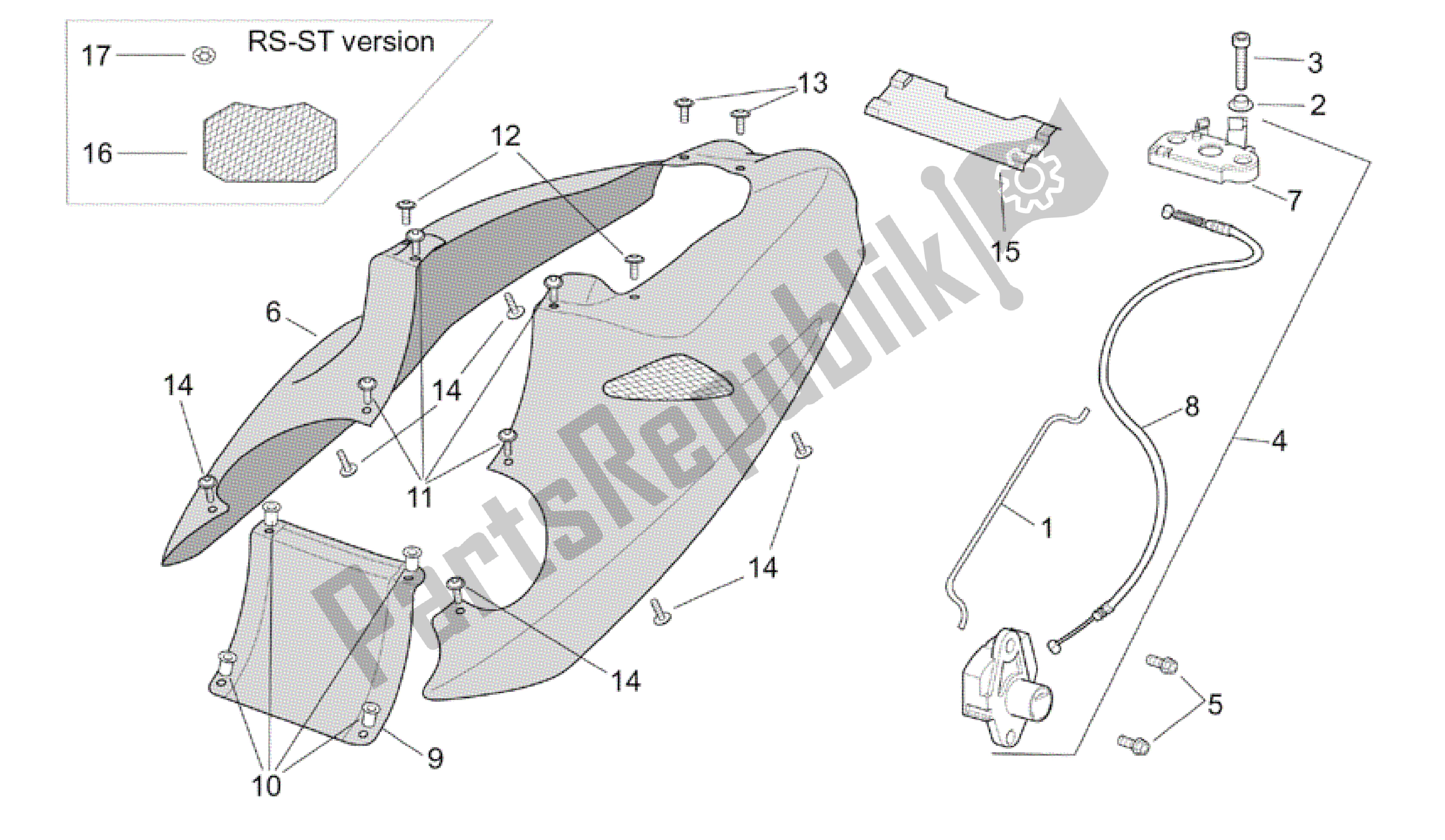 Todas las partes para Cuerpo Trasero - Carenado Trasero de Aprilia RSV Tuono R 3952 1000 2002 - 2003