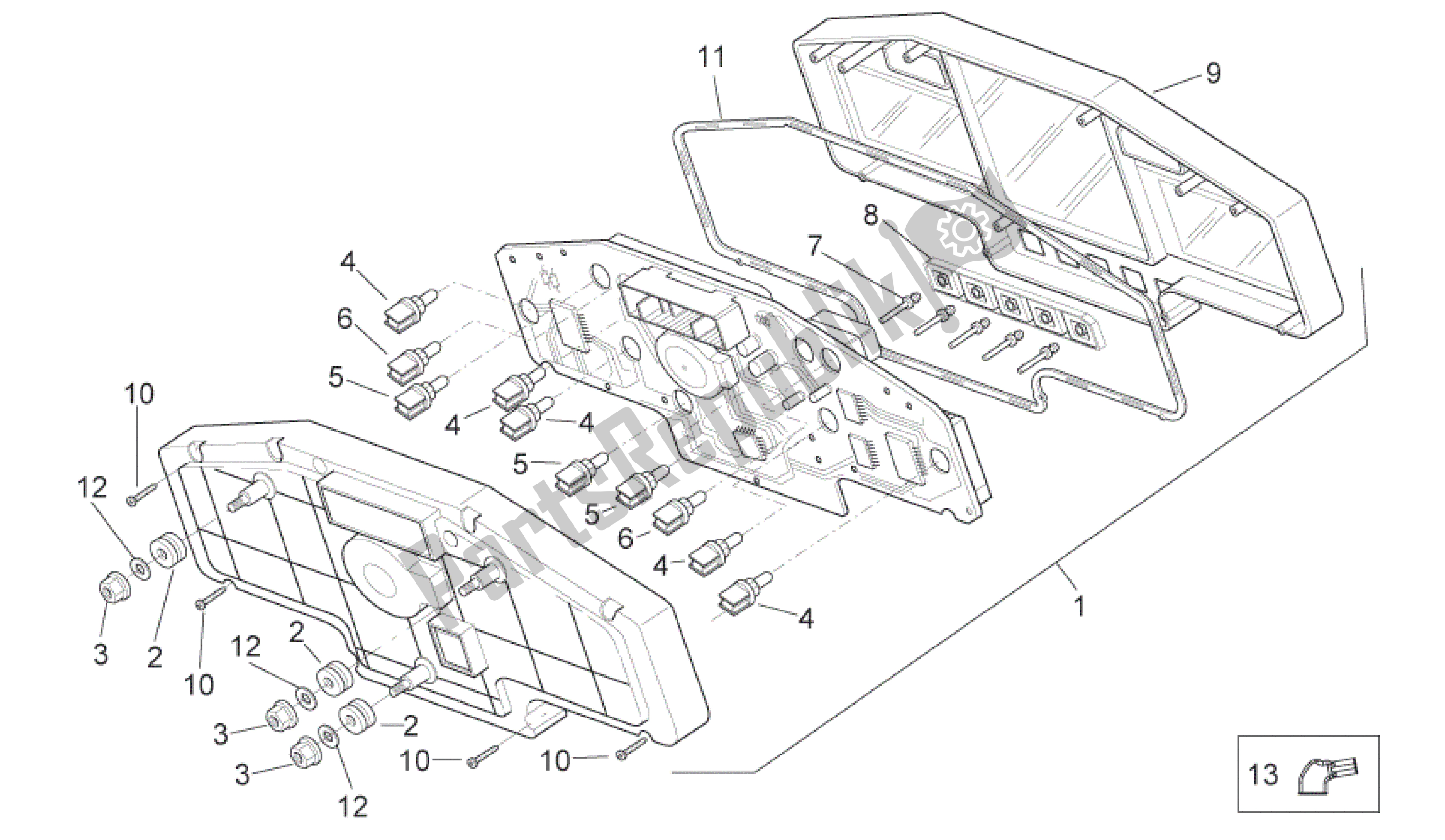 Tutte le parti per il Pannello Di Controllo del Aprilia RSV Tuono R 3952 1000 2002 - 2003