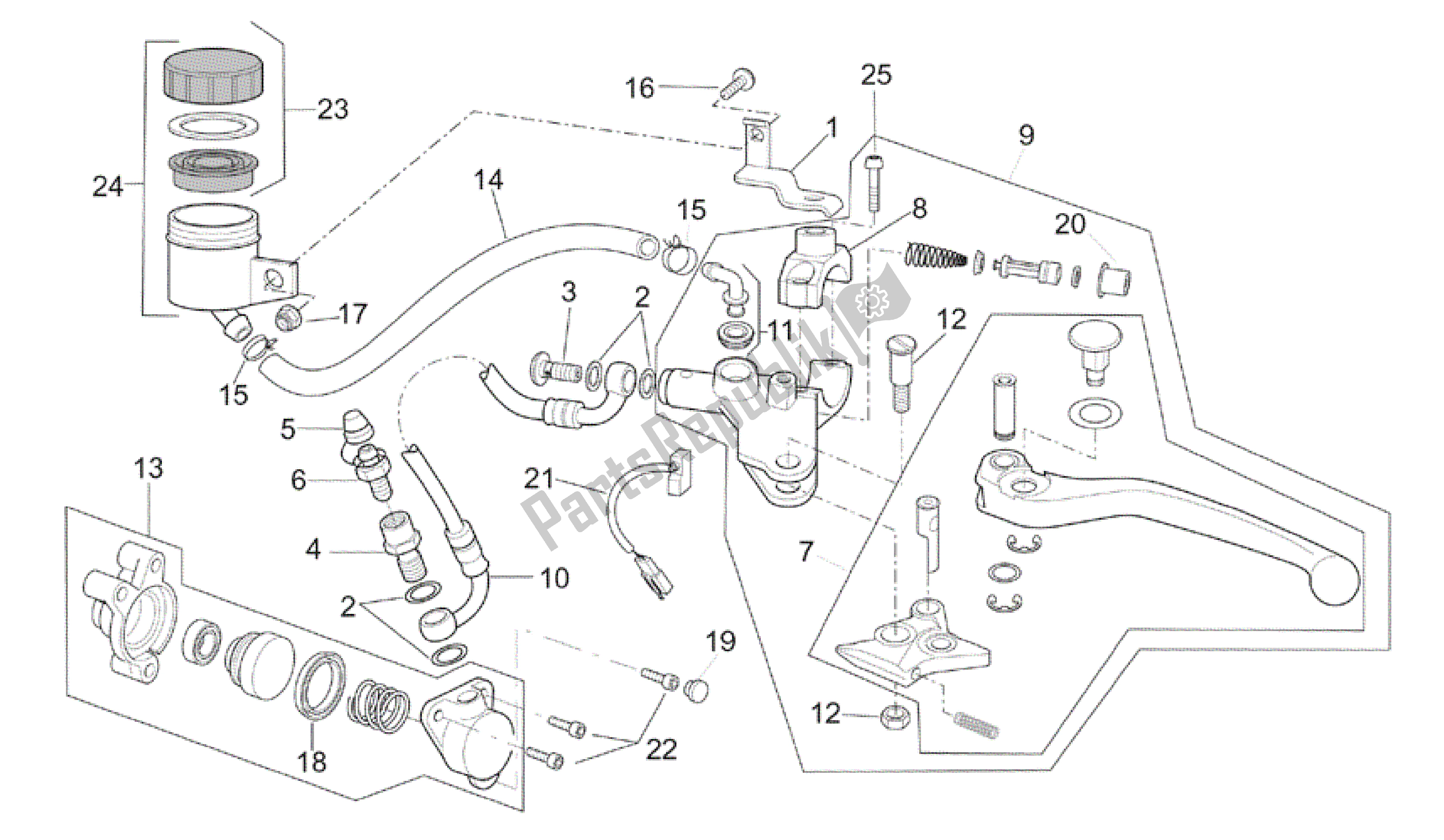 Todas as partes de Bomba De Embreagem do Aprilia RSV Tuono R 3952 1000 2002 - 2003