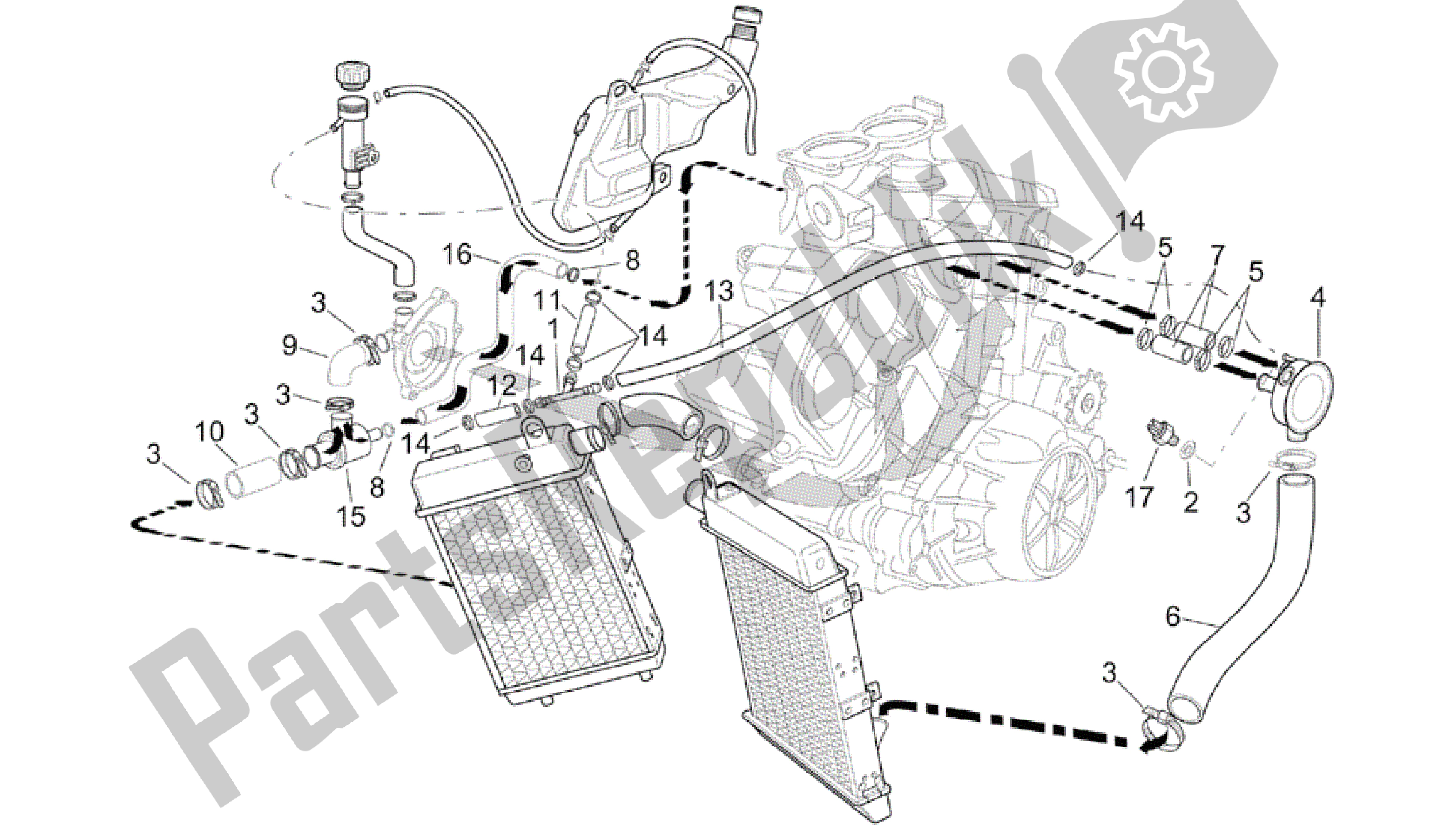 Alle Teile für das Kühlsystem des Aprilia RSV Tuono R 3952 1000 2002 - 2003