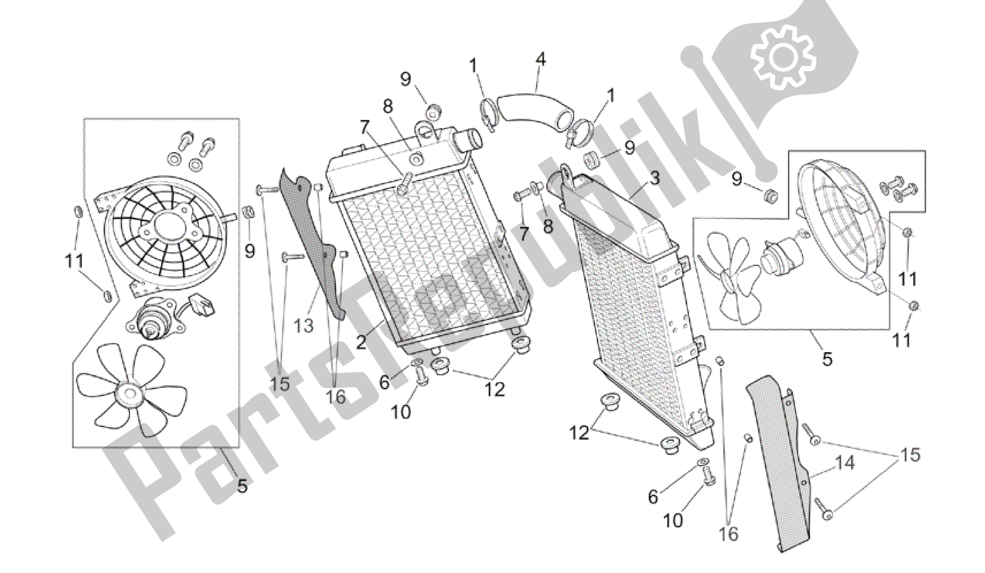 Alle Teile für das Wasserkühler des Aprilia RSV Tuono R 3952 1000 2002 - 2003