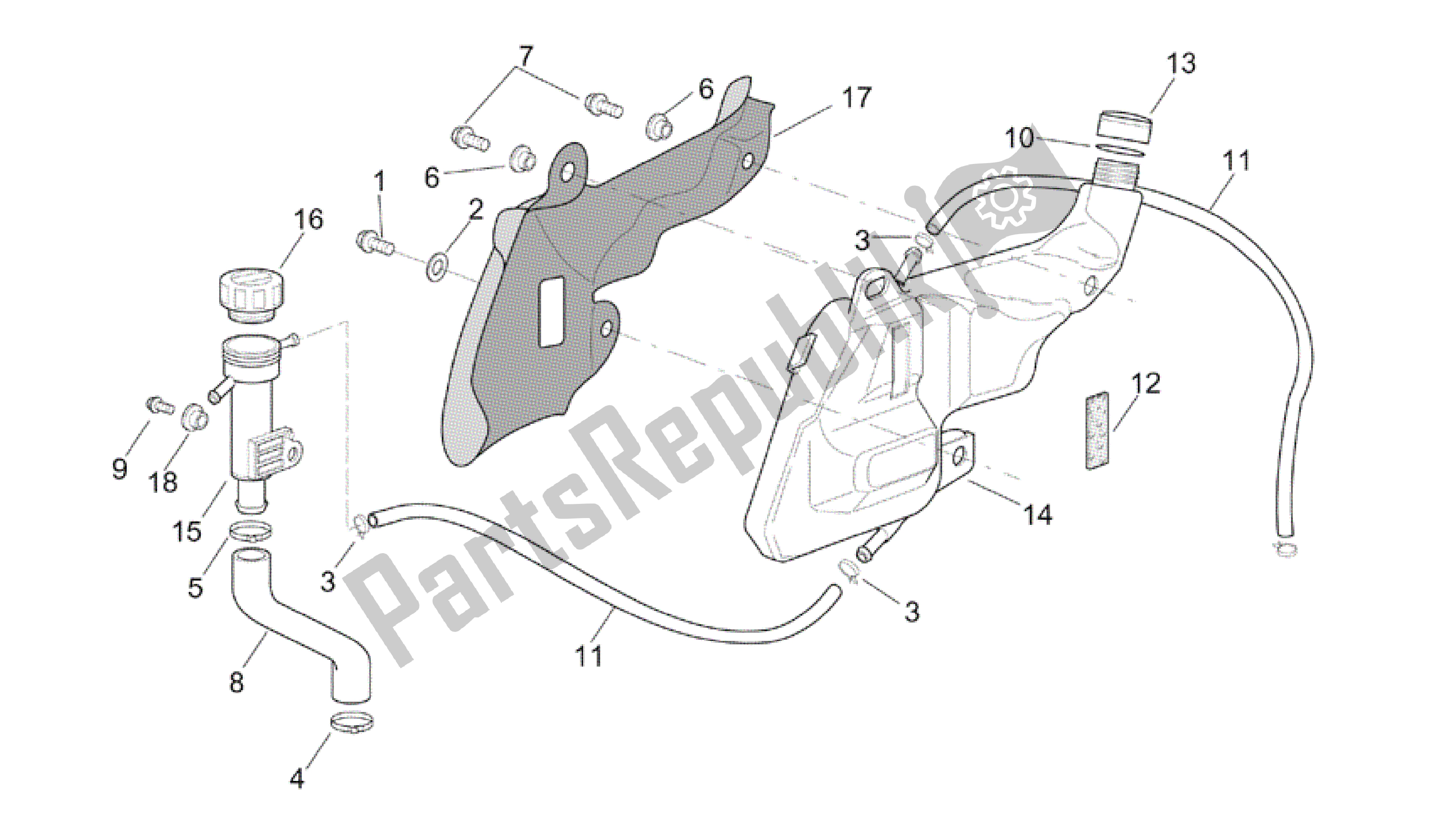 Alle onderdelen voor de Expansievat van de Aprilia RSV Tuono R 3952 1000 2002 - 2003