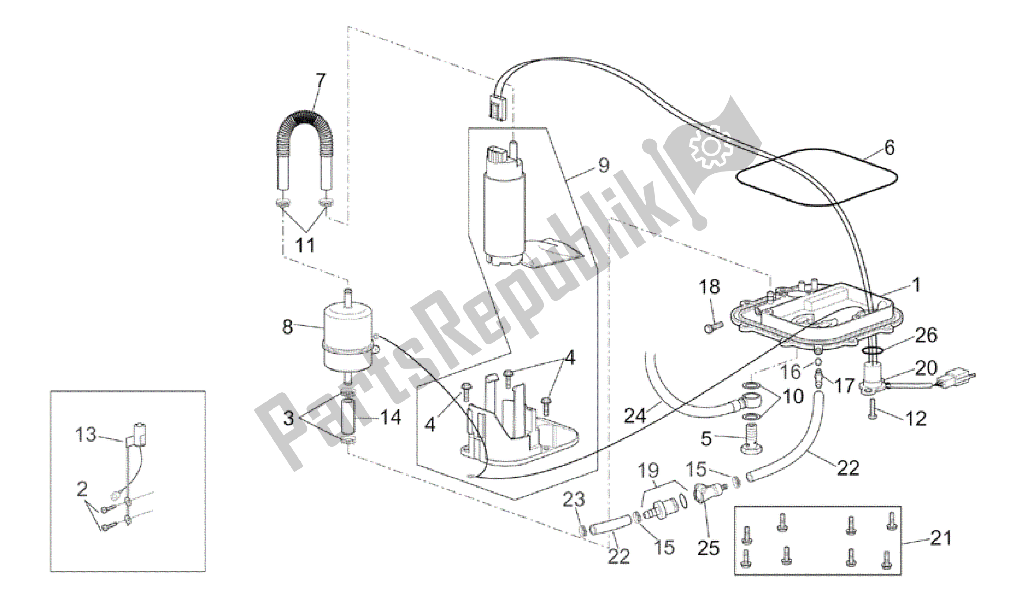 Alle Teile für das Racing 2003 Kraftstoffpumpe des Aprilia RSV Tuono R 3952 1000 2002 - 2003