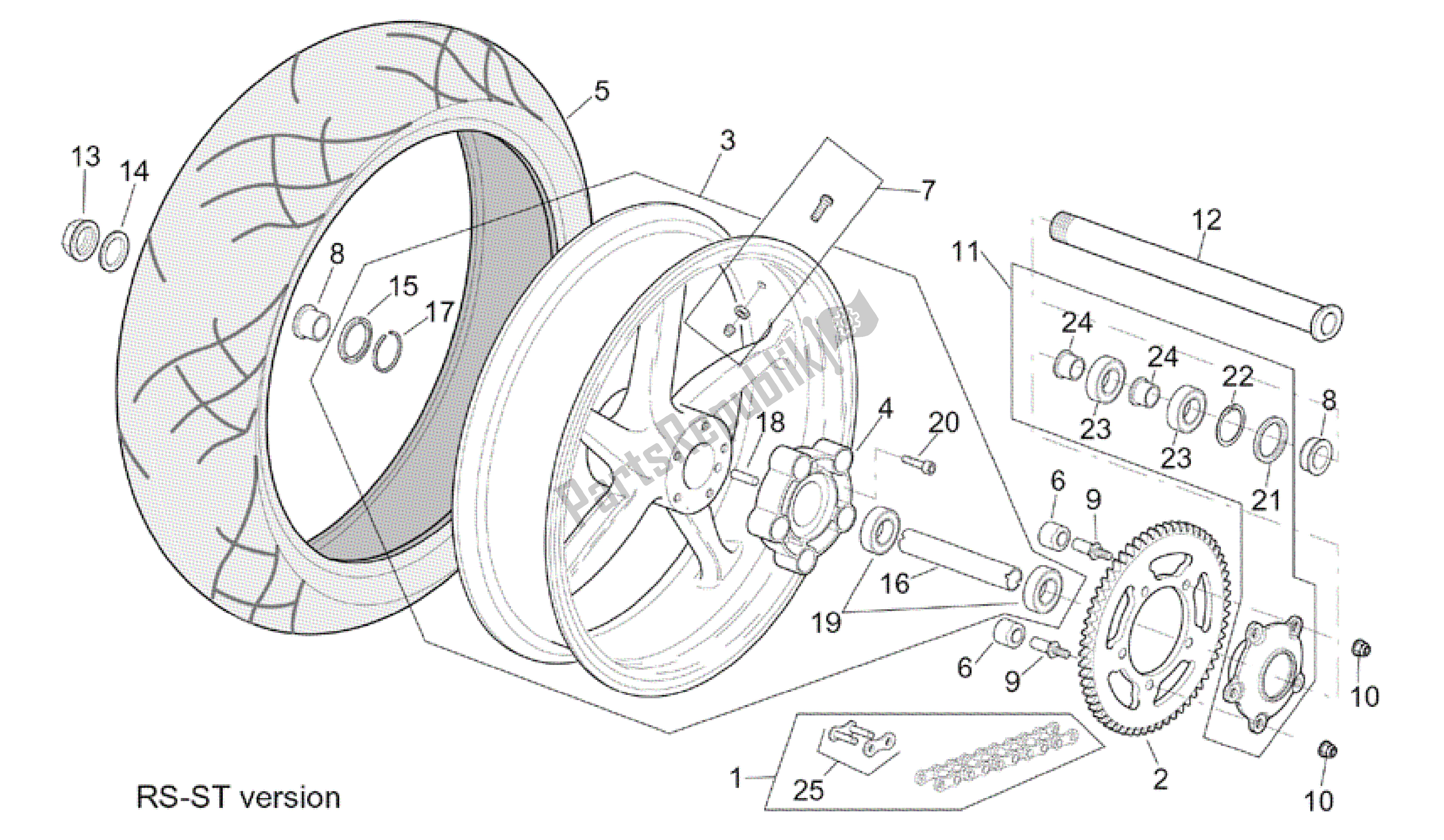 Wszystkie części do Tylne Ko? O W Wersji St-rs Aprilia RSV Tuono R Factory 1000 2004 - 2005