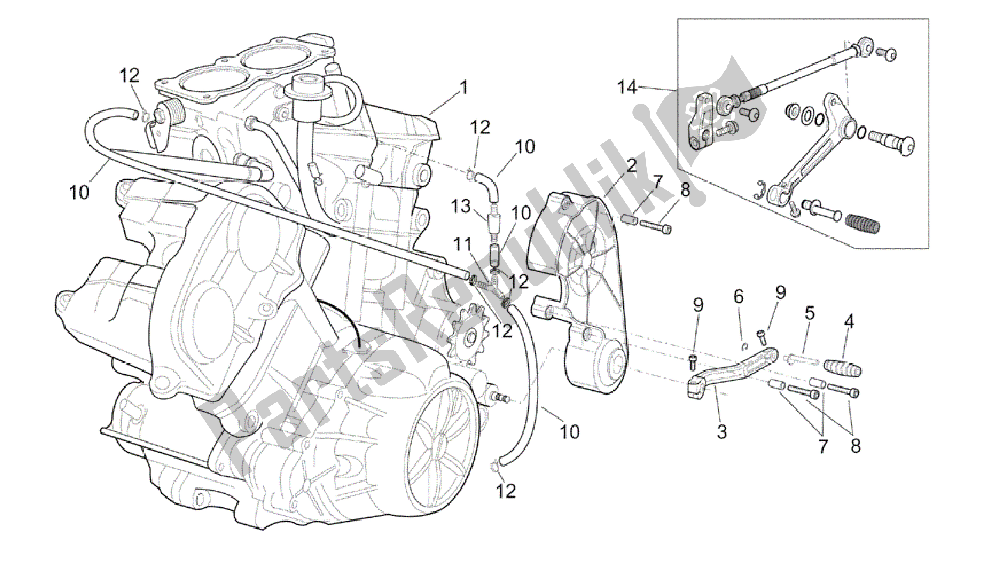 All parts for the Engine of the Aprilia RSV Tuono R Factory 1000 2004 - 2005