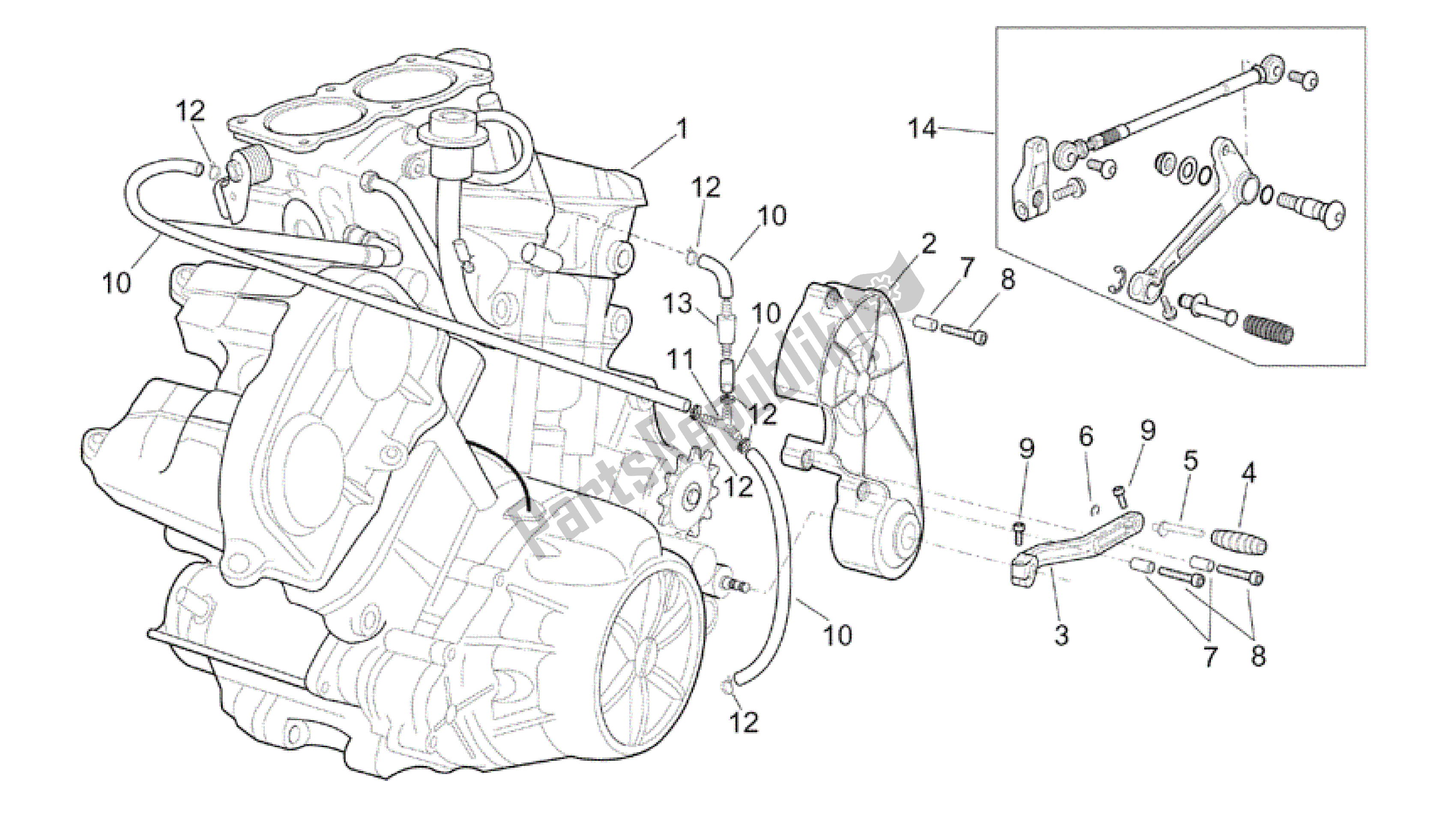 Todas as partes de Motor do Aprilia RSV Tuono R Factory 1000 2004 - 2005