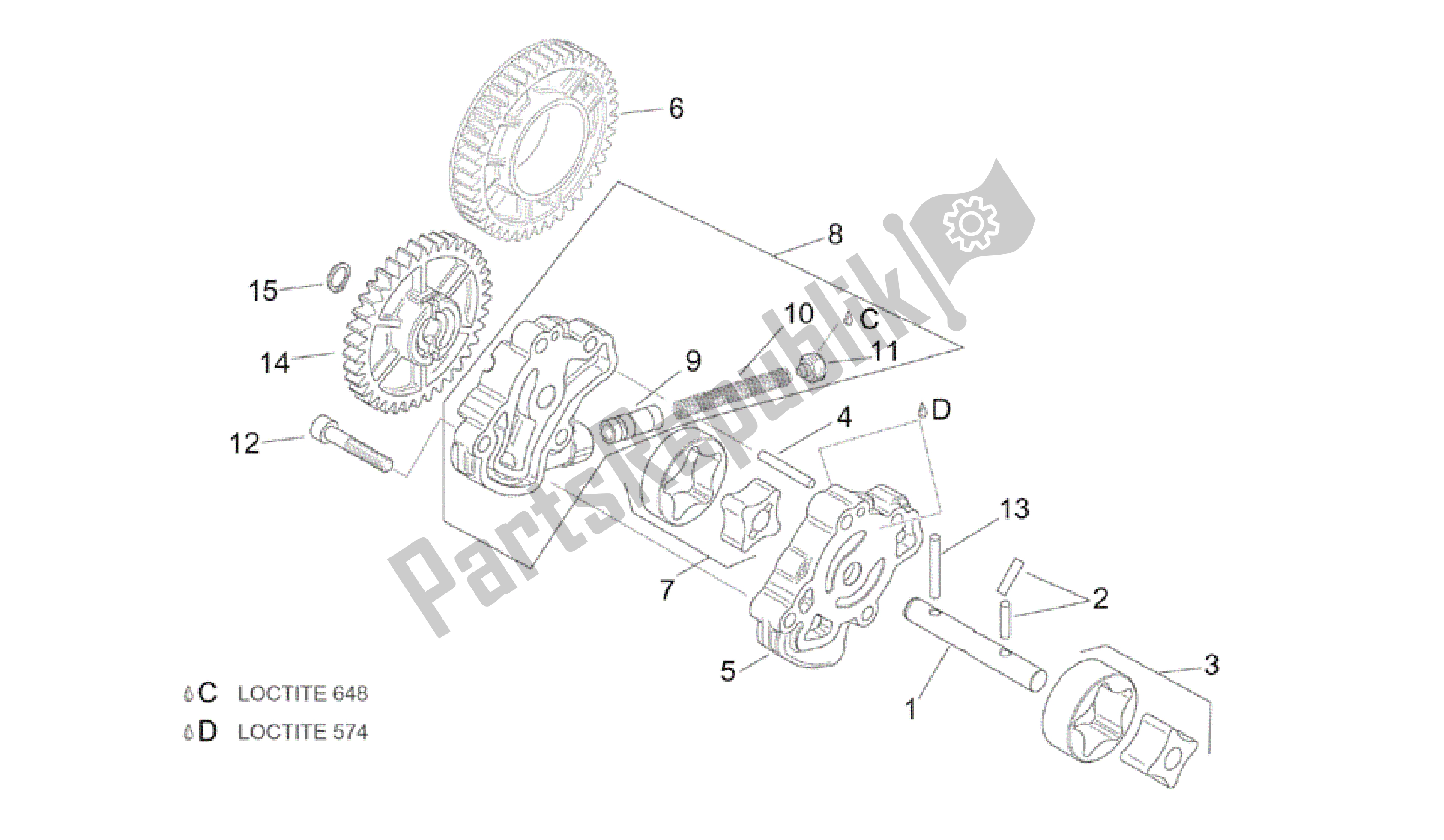 All parts for the Oil Pump of the Aprilia RSV Tuono R Factory 1000 2004 - 2005