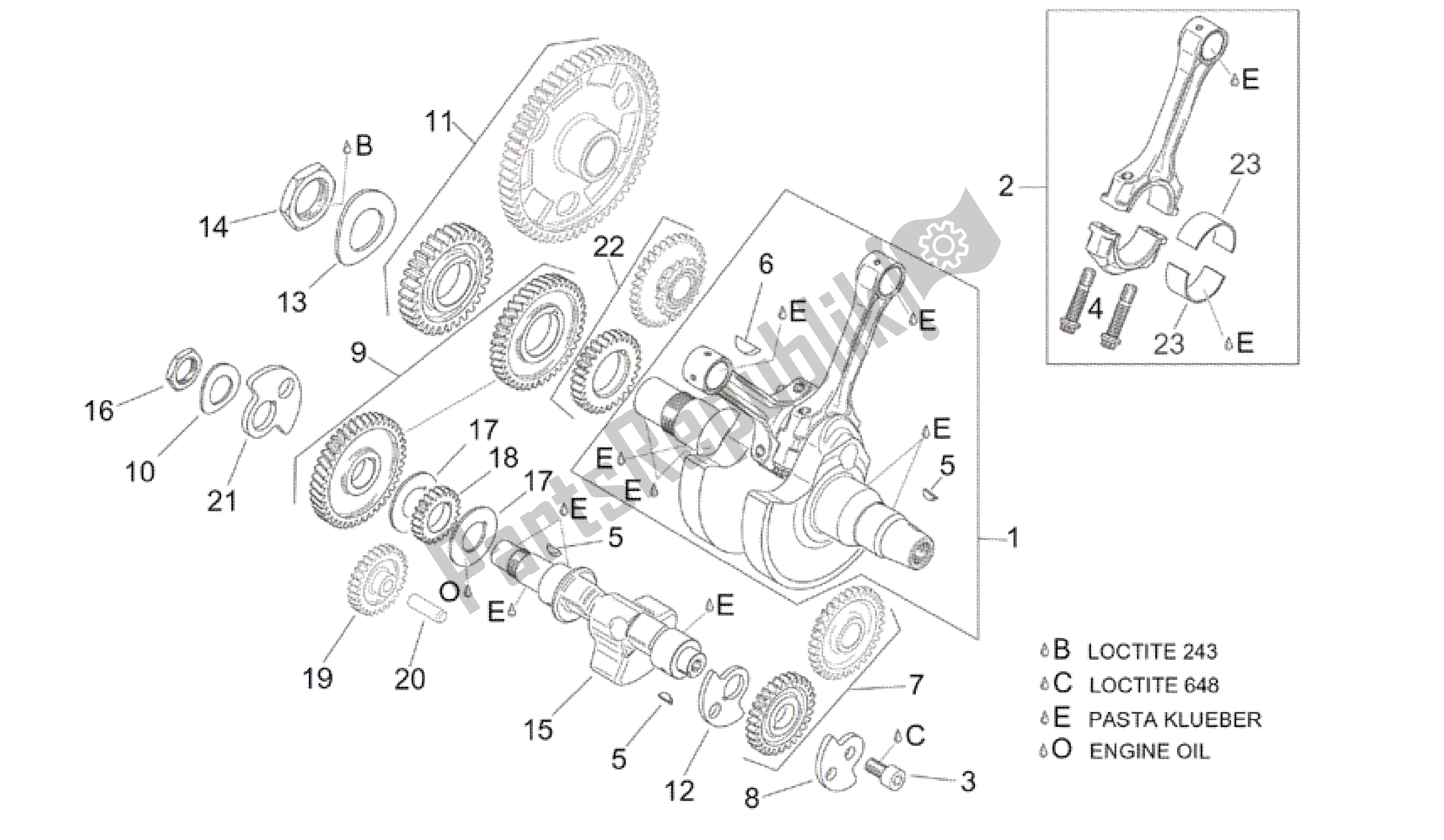 Toutes les pièces pour le Vilebrequin I du Aprilia RSV Tuono R Factory 1000 2004 - 2005