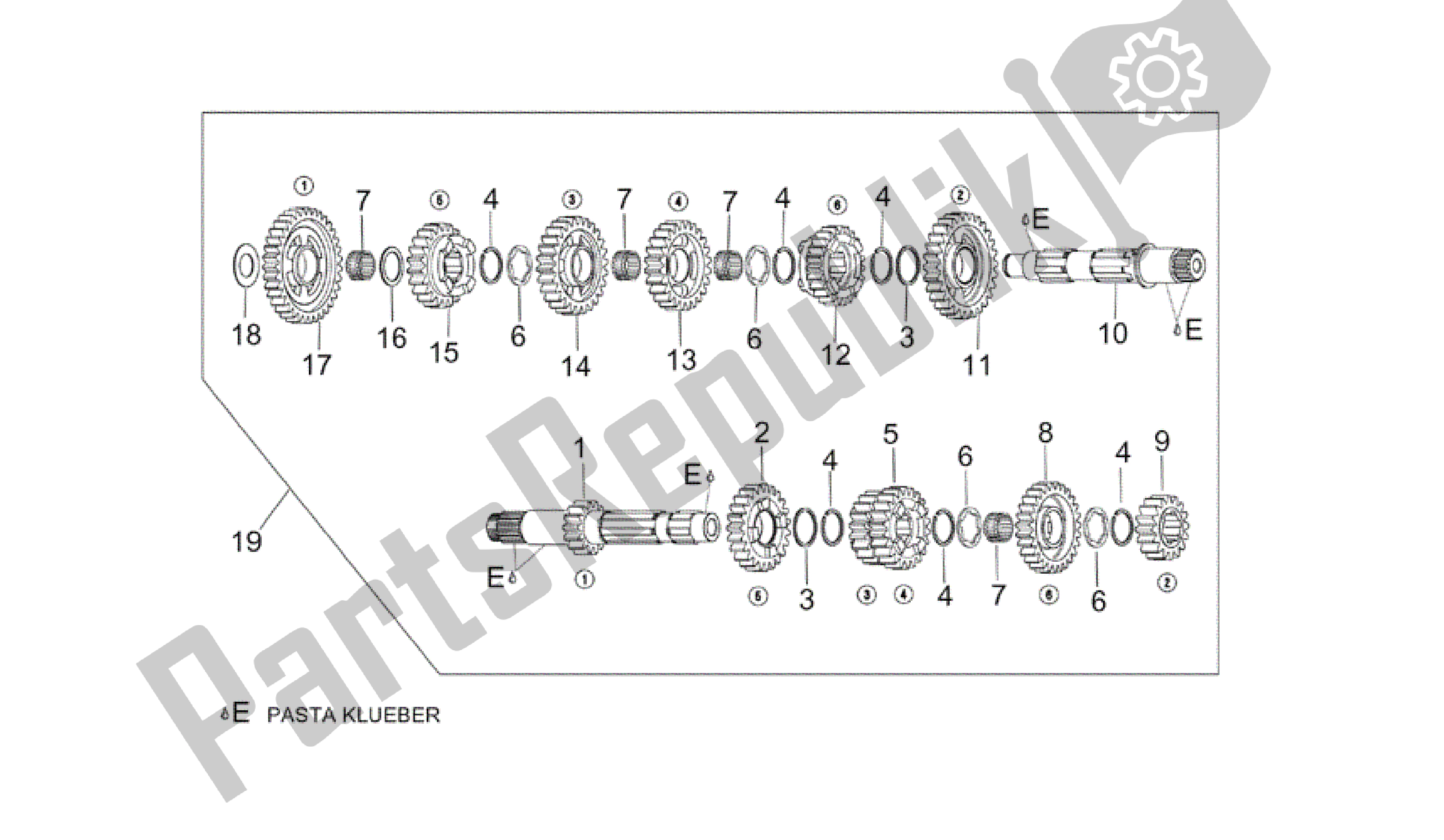 Wszystkie części do Skrzynia Biegów Aprilia RSV Tuono R Factory 1000 2004 - 2005