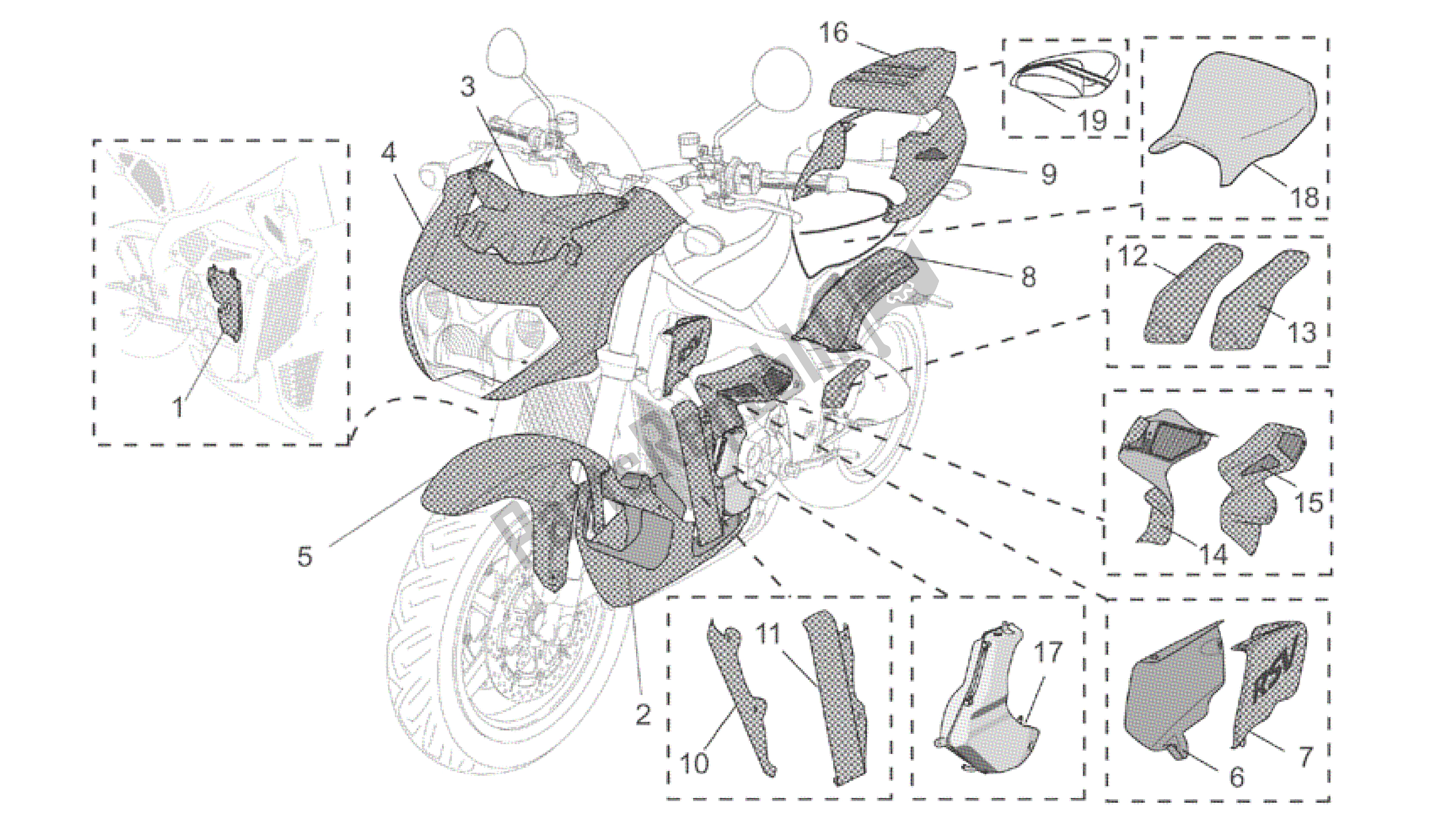 Todas as partes de Acc. - Partes Especiais Do Corpo do Aprilia RSV Tuono R Factory 1000 2004 - 2005