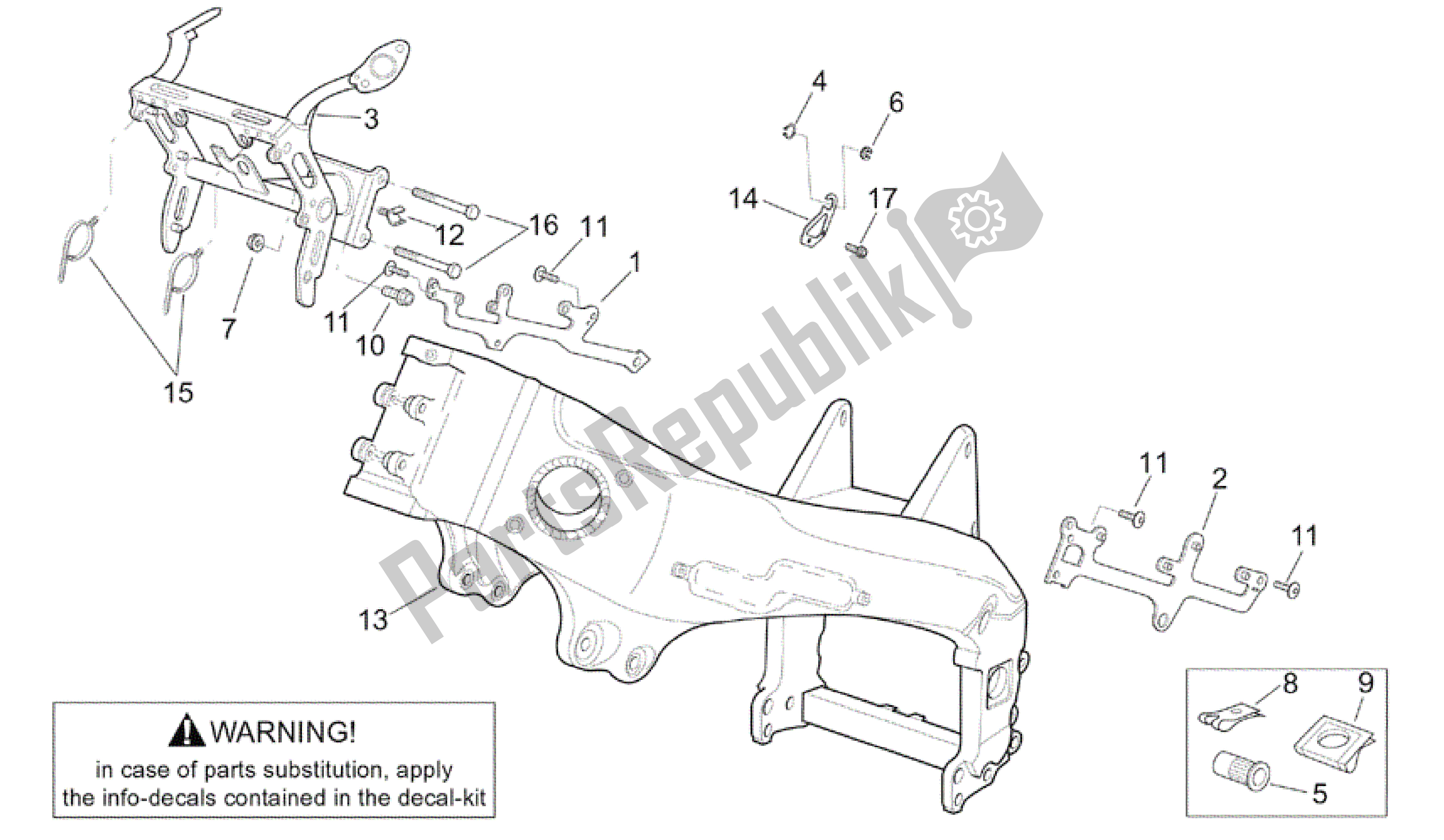 Wszystkie części do Ramka Ii Aprilia RSV Tuono R Factory 1000 2004 - 2005