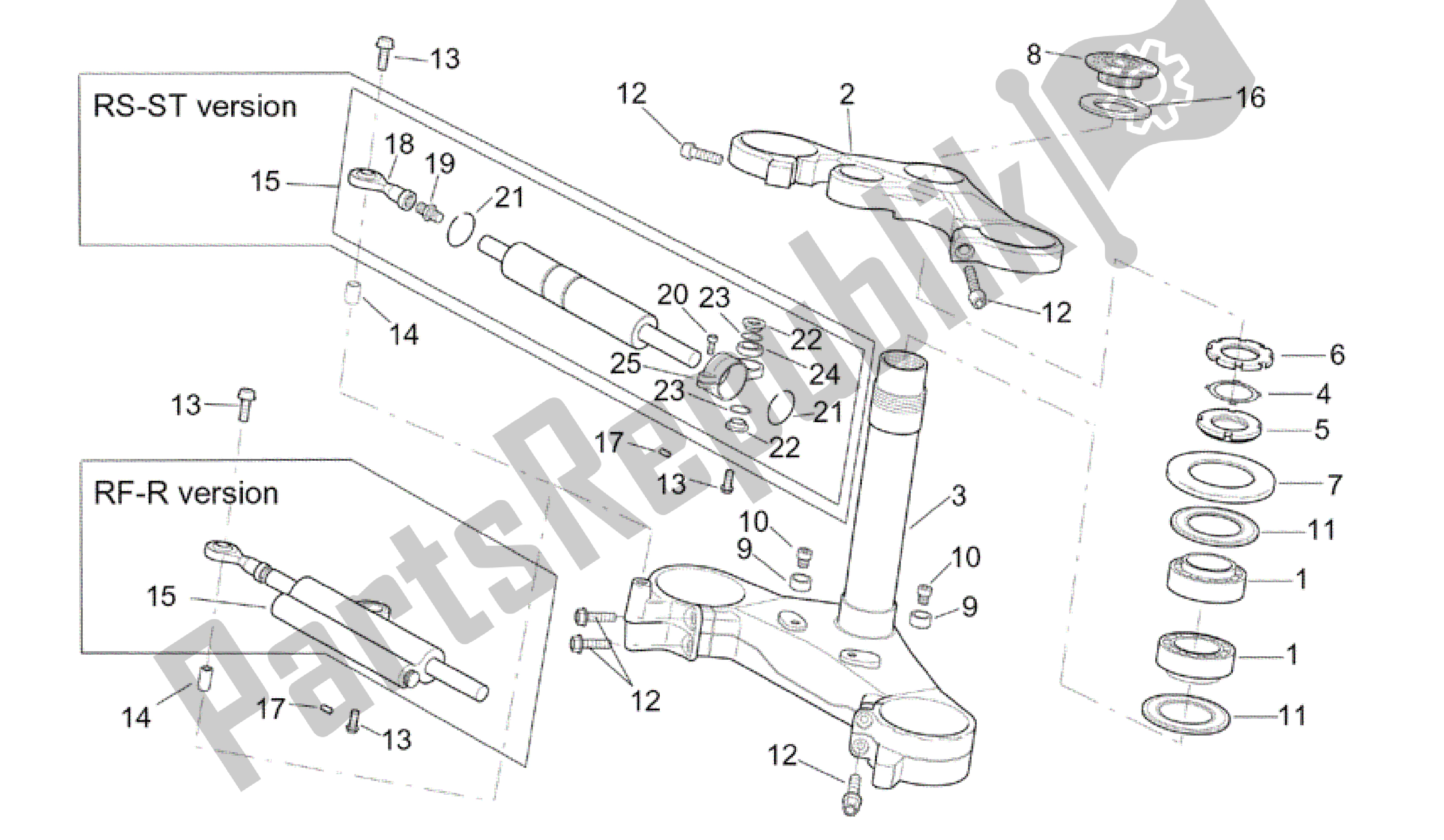 All parts for the Steering of the Aprilia RSV Tuono R Factory 1000 2004 - 2005