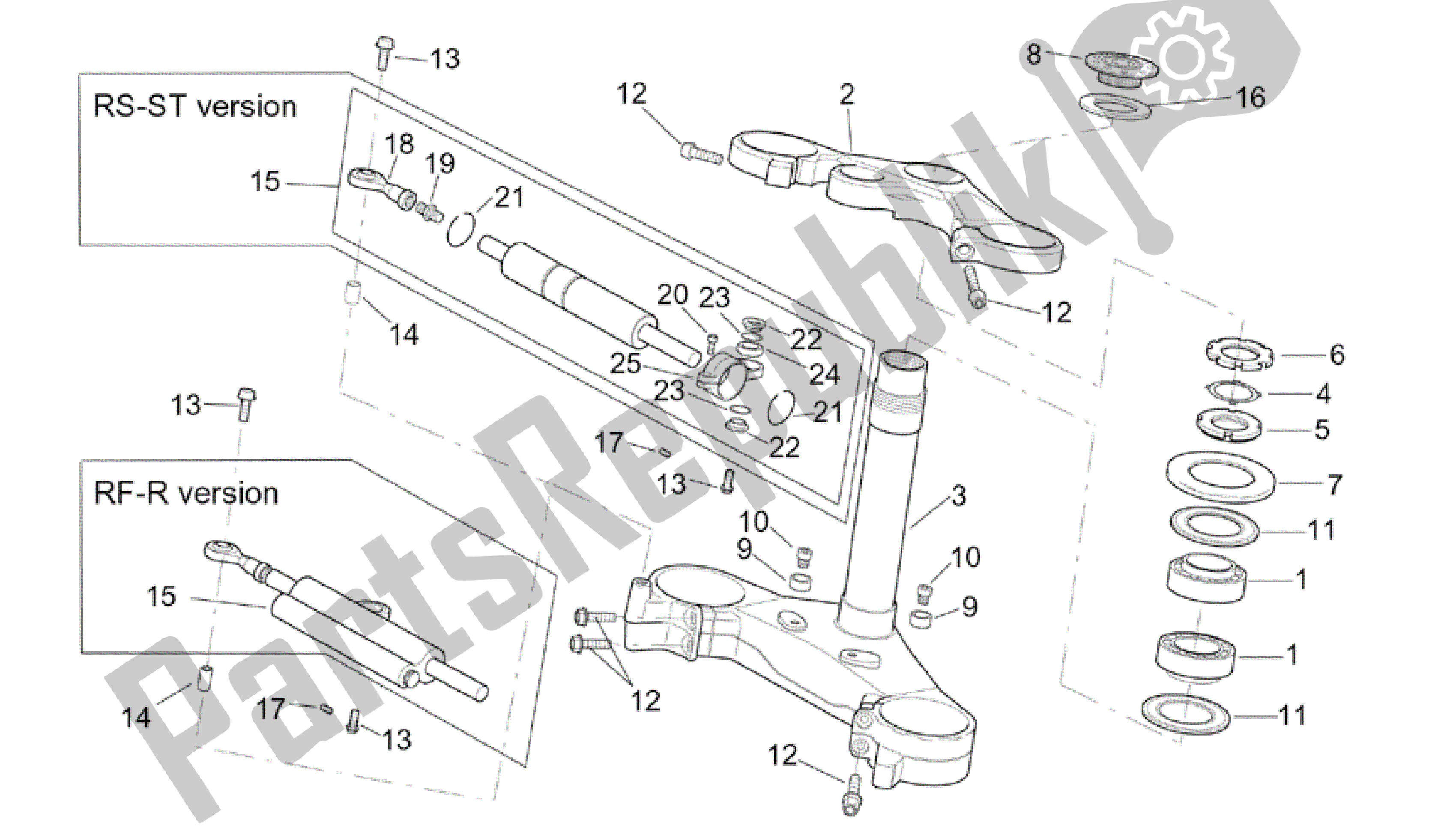 Toutes les pièces pour le Pilotage du Aprilia RSV Tuono R Factory 1000 2004 - 2005