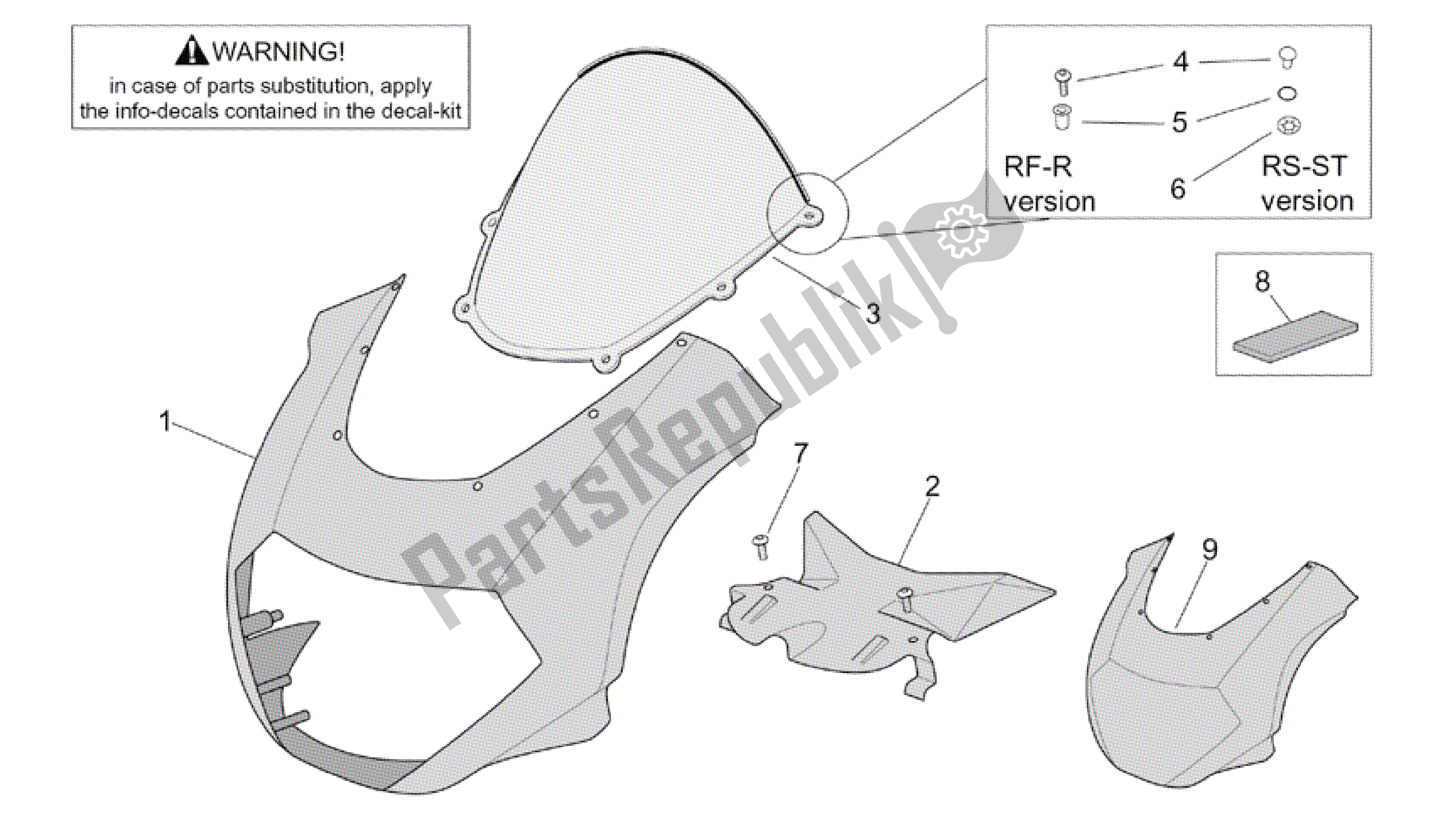 Alle Teile für das Frontkarosserie - Frontverkleidung des Aprilia RSV Tuono R Factory 1000 2004 - 2005