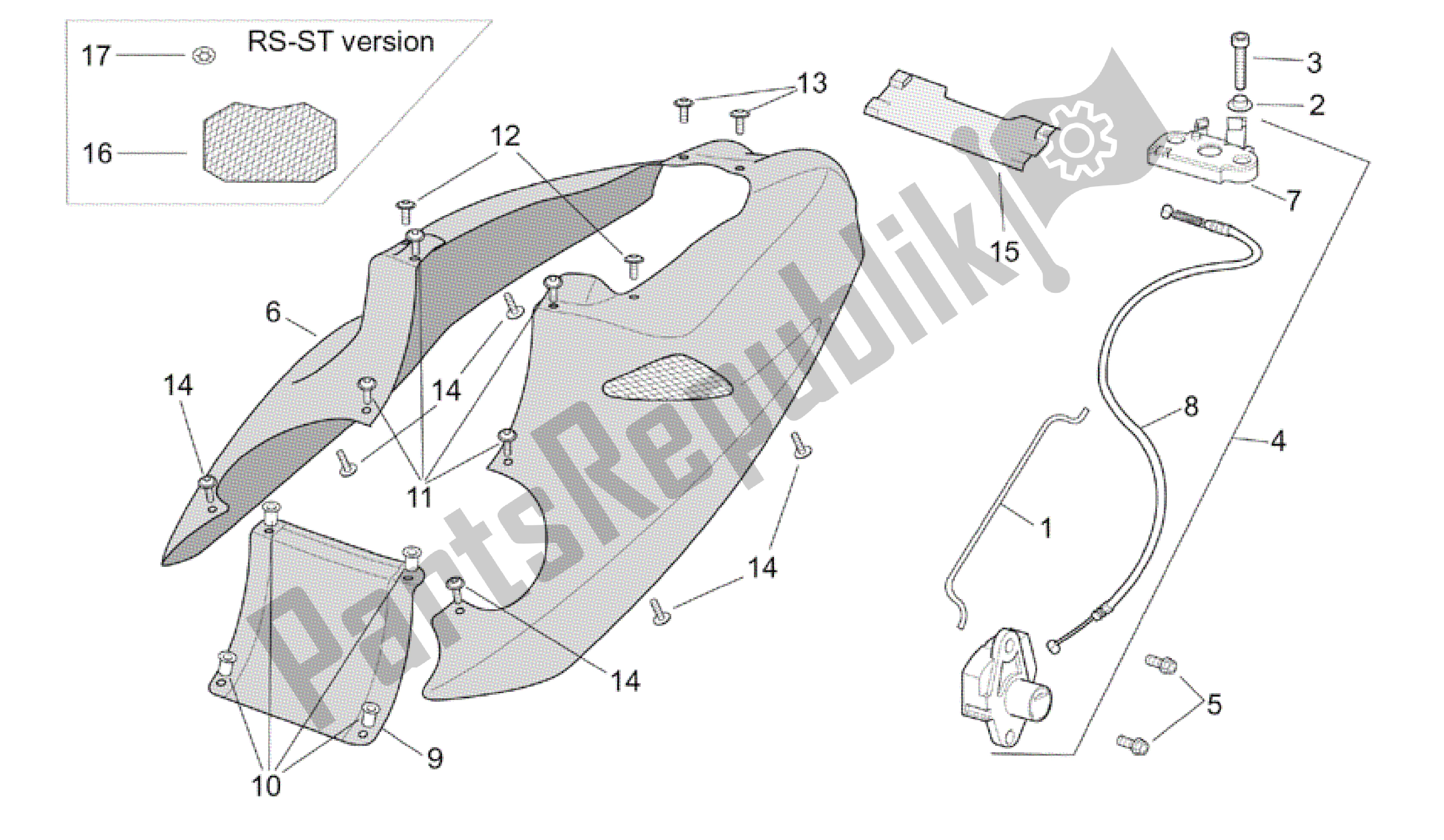 All parts for the Rear Body - Rear Fairing of the Aprilia RSV Tuono R Factory 1000 2004 - 2005