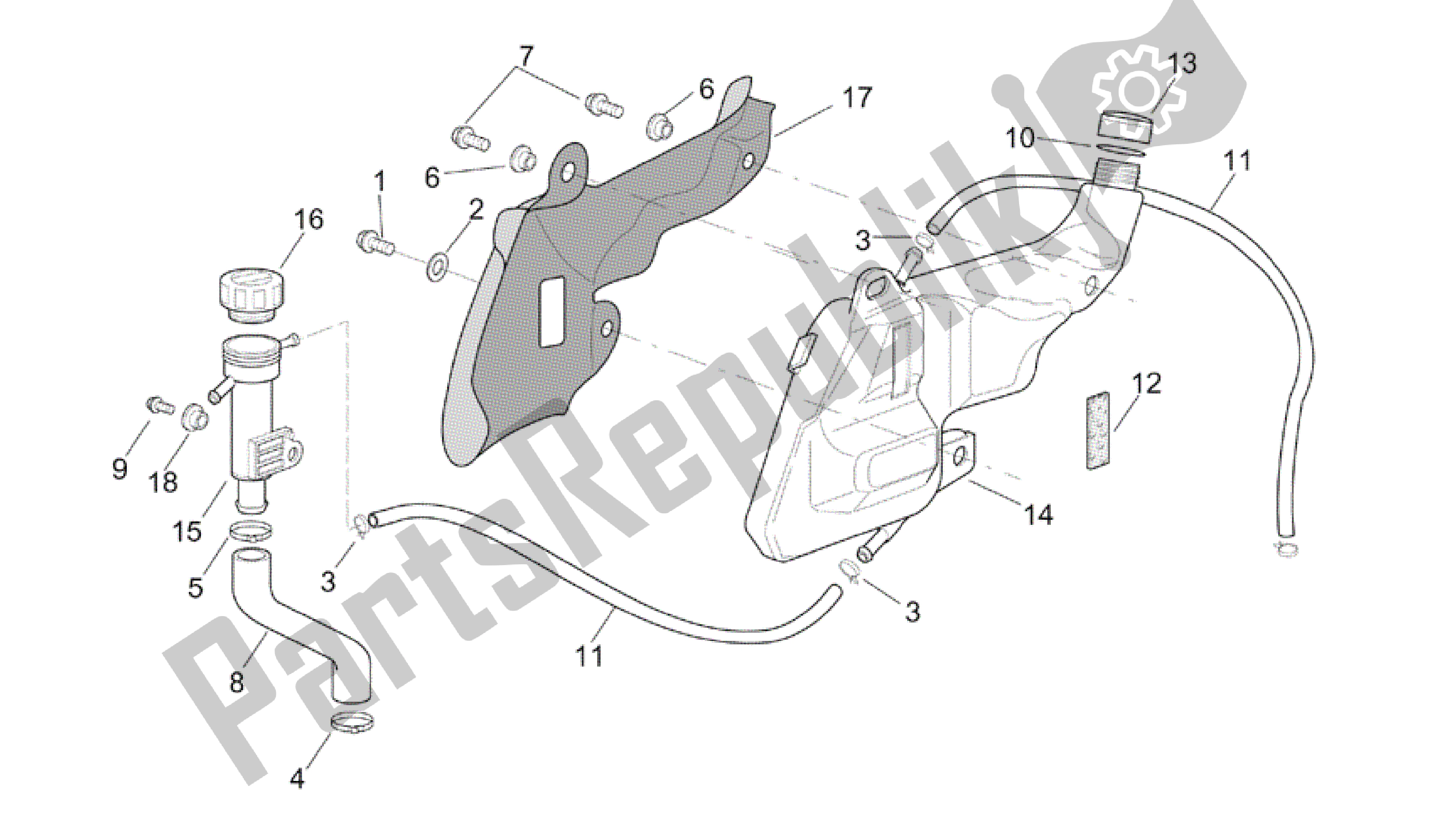 Alle onderdelen voor de Expansievat van de Aprilia RSV Tuono R Factory 1000 2004 - 2005